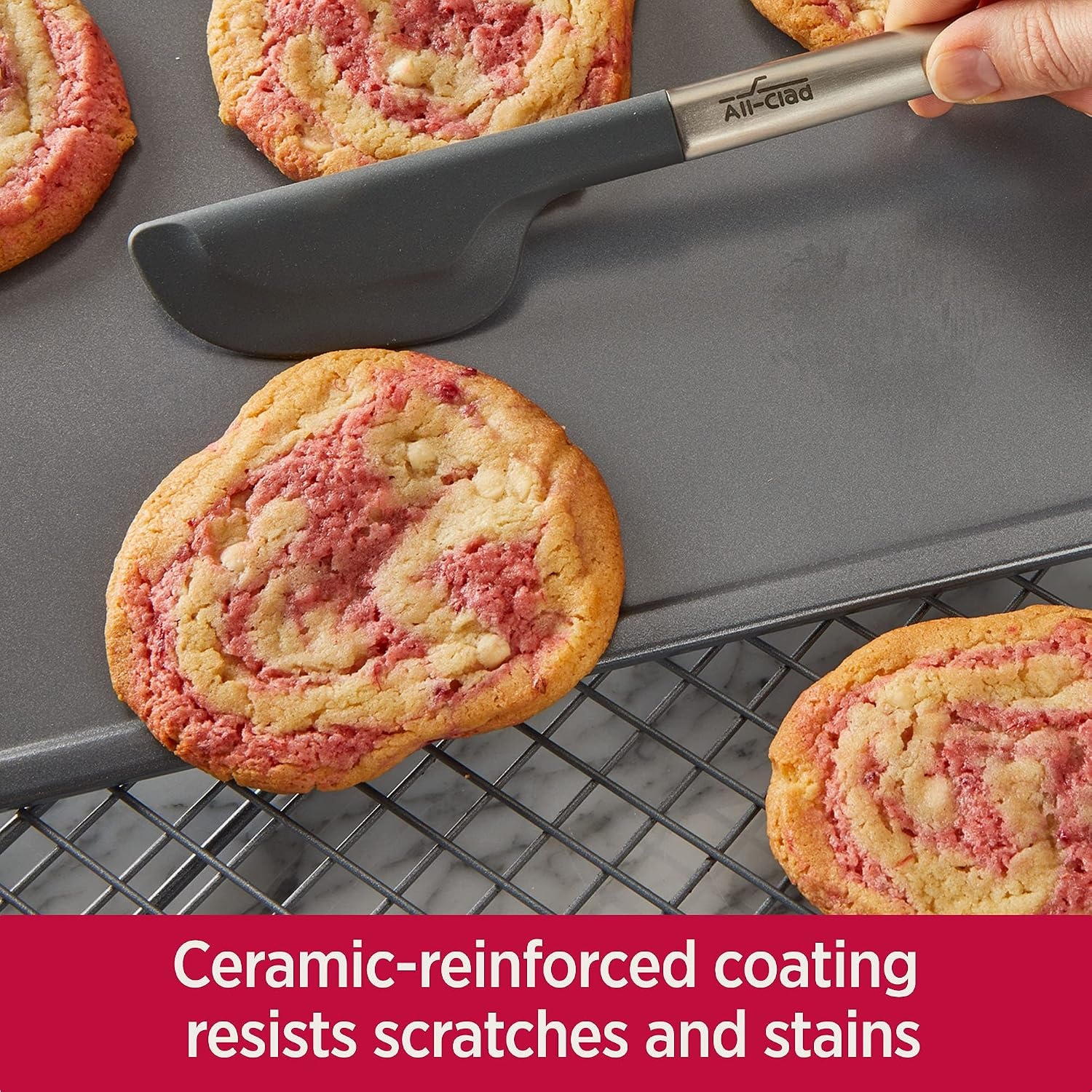 image:imageAllClad ProRelease Nonstick 9x13 Inch Oven Safe 450F Half Sheet Cookie Sheet Muffin Pan Cooling amp Baking Rack Round amp Loaf Cake Pans Grey