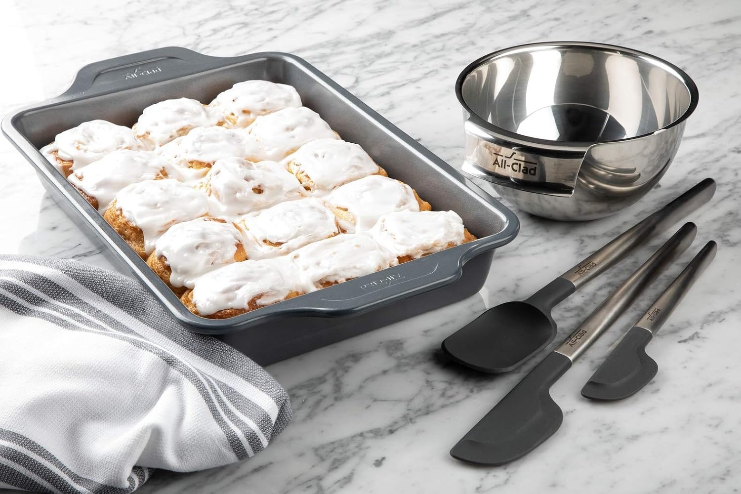 image:imageAllClad ProRelease Nonstick 9x13 Inch Oven Safe 450F Half Sheet Cookie Sheet Muffin Pan Cooling amp Baking Rack Round amp Loaf Cake Pans Grey