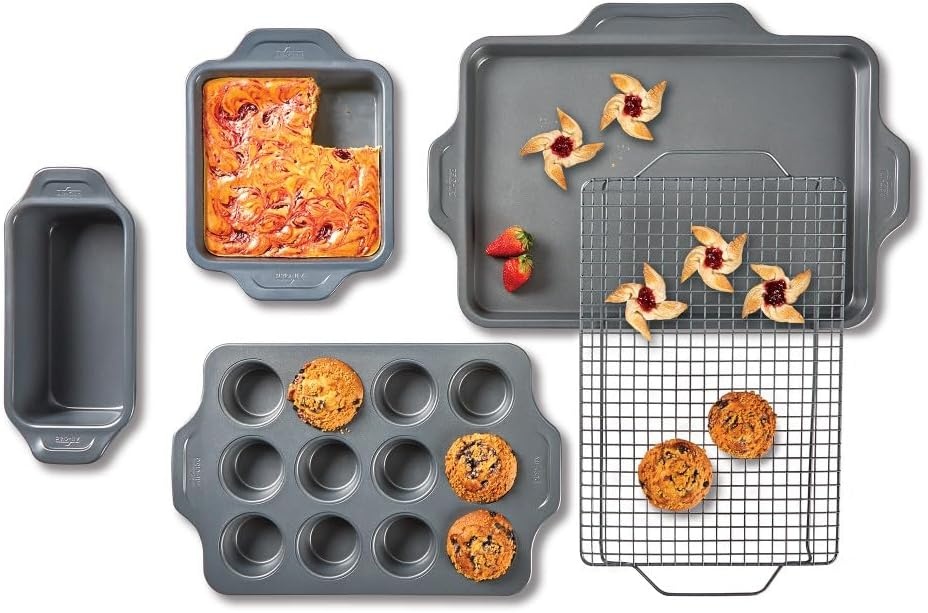 image:imageAllClad ProRelease Nonstick Bakeware Half Sheet Pan 115x17 Inch Oven Broiler Safe 450F Half Sheet Cookie Sheet Muffin Pan Cooling amp Baking Rack Round Cake Pan Loaf Pan Baking Pan Grey