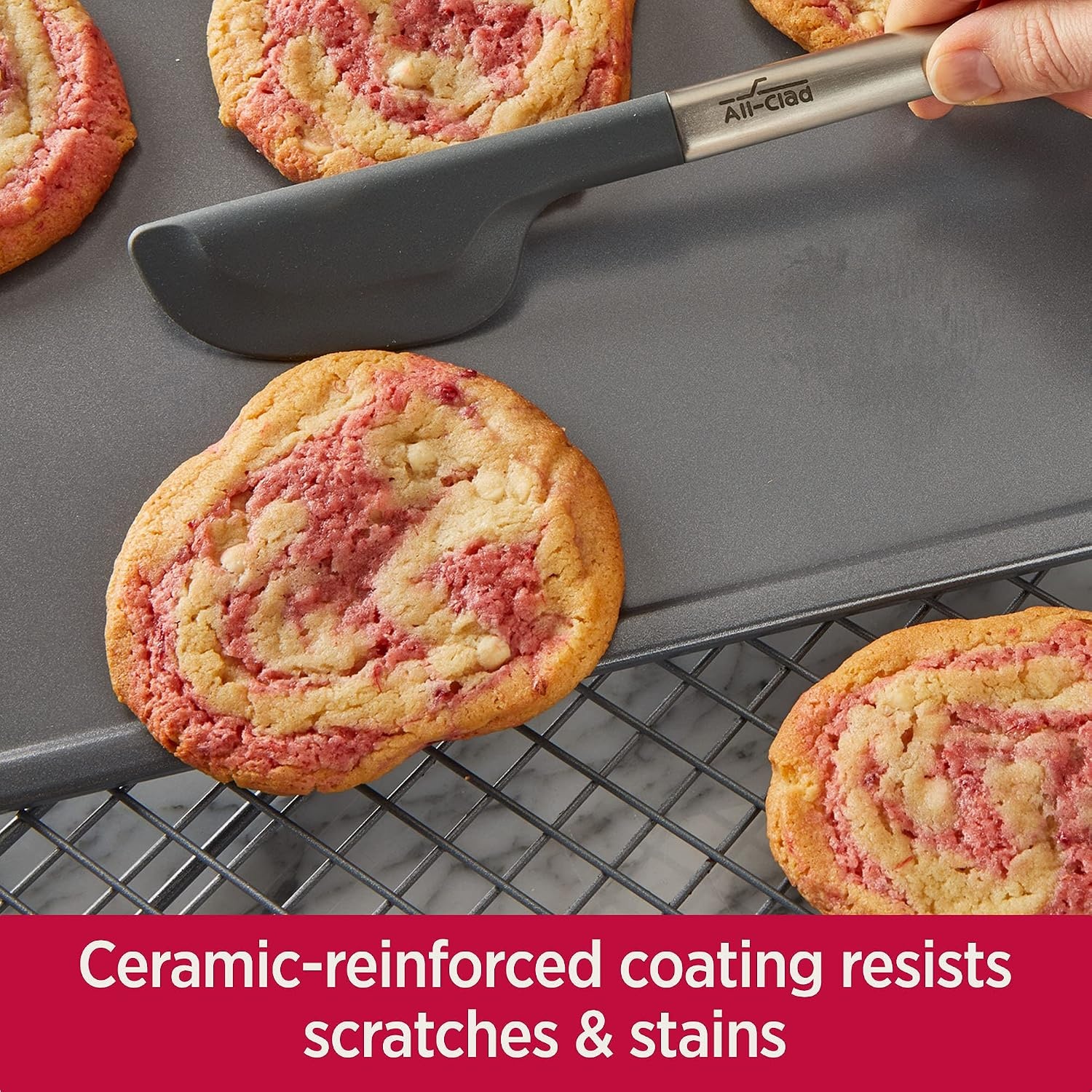 image:imageAllClad ProRelease Nonstick Bakeware Jelly Roll Pan 10x15 Inch Oven Safe 450F Half Sheet Cookie Sheet Muffin Pan Cooling amp Baking Rack Round Cake Pan Loaf Pan Baking Pan GreyGray