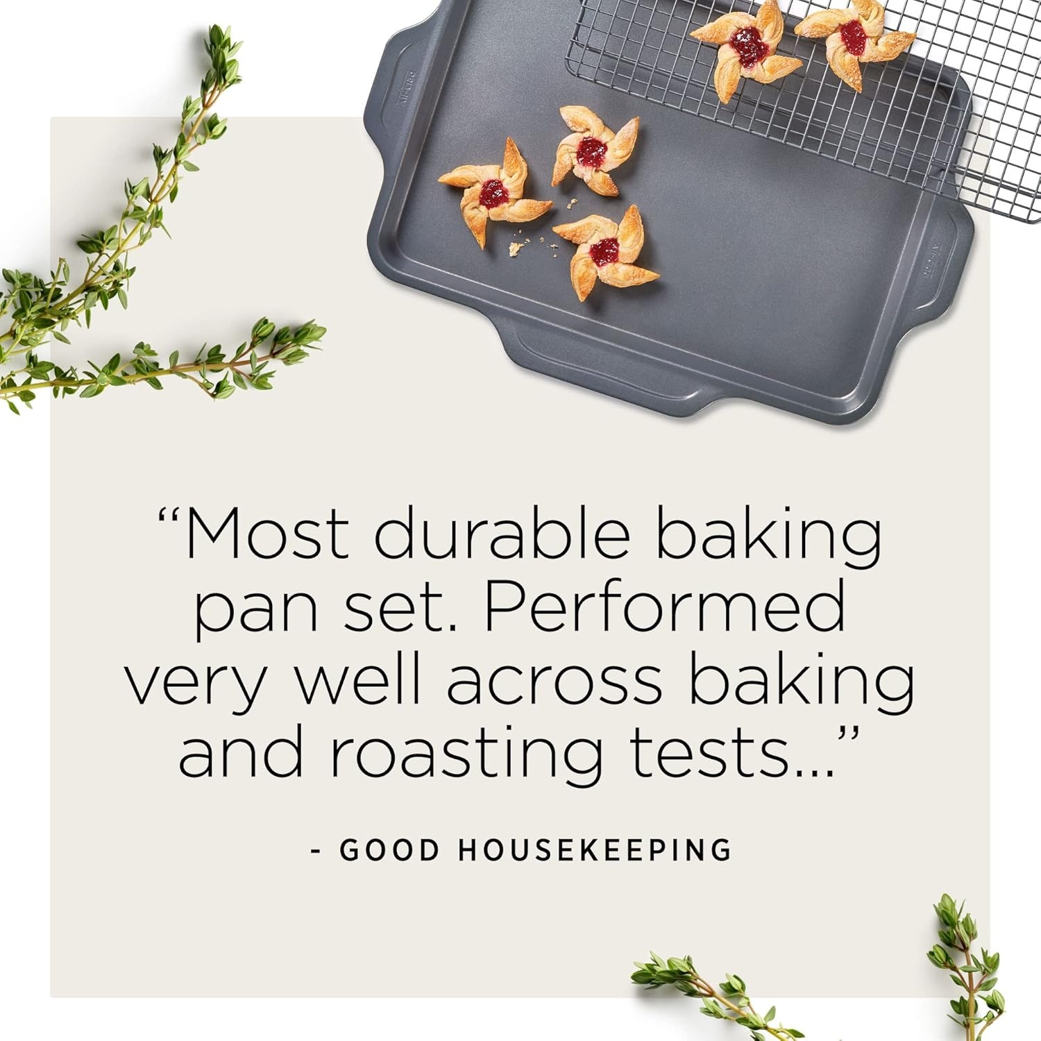 image:imageAllClad ProRelease Nonstick Bakeware Set 3 Piece Oven Safe 450F Half Sheet Cookie Sheet Muffin Pan Cooling amp Baking Rack Round Cake Pan Loaf Pan Baking Pan Grey17 In x 115 In x 1 In