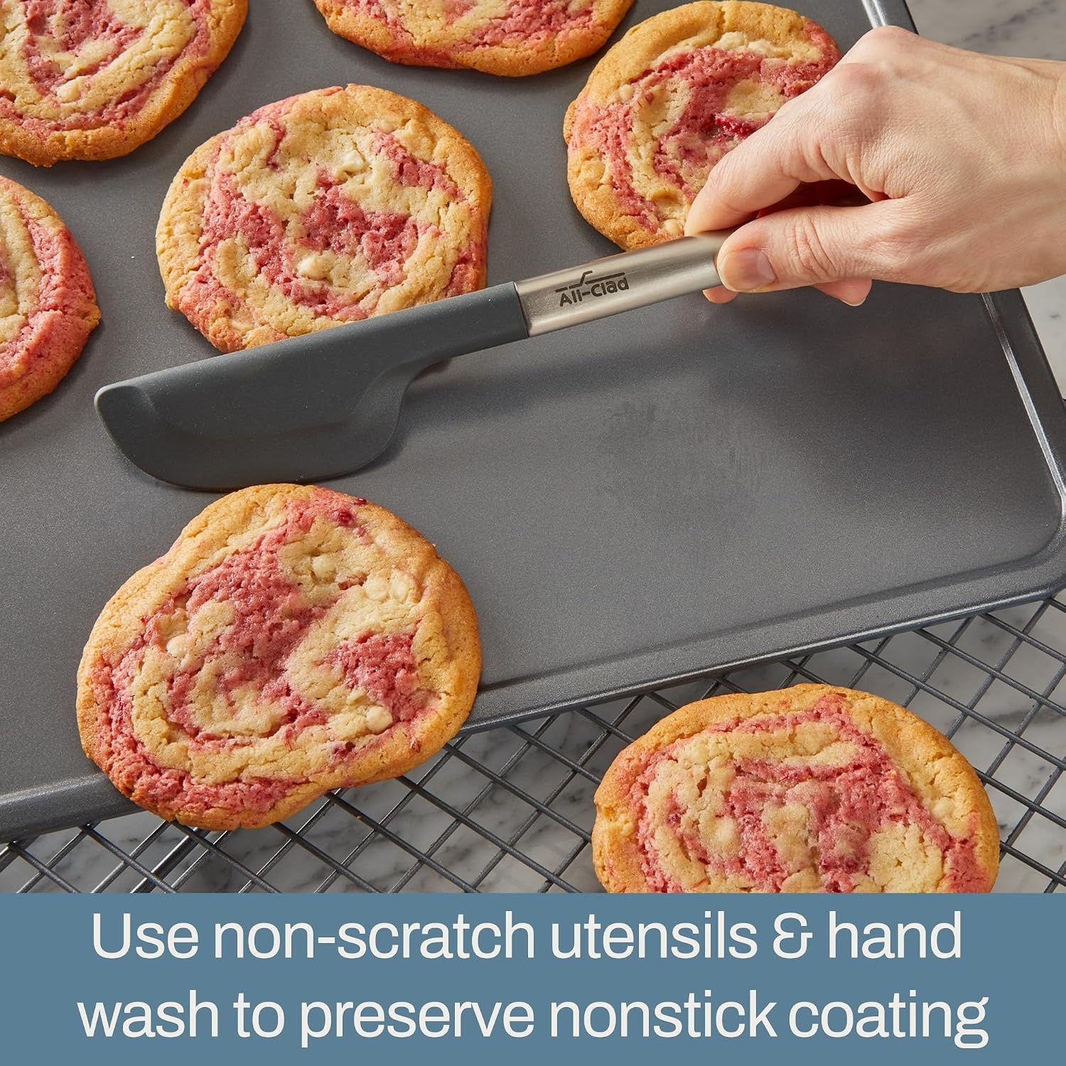 image:imageAllClad ProRelease Nonstick Bakeware Set 3 Piece Oven Safe 450F Half Sheet Cookie Sheet Muffin Pan Cooling amp Baking Rack Round Cake Pan Loaf Pan Baking Pan Grey3 piece