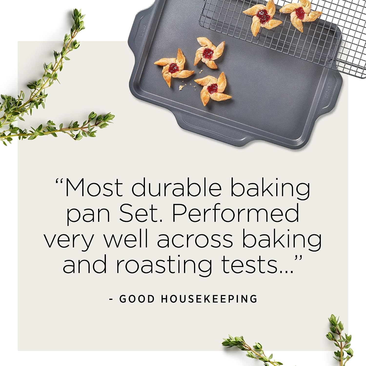 image:imageAllClad ProRelease Nonstick Bakeware Set 3 Piece Oven Safe 450F Half Sheet Cookie Sheet Muffin Pan Cooling amp Baking Rack Round Cake Pan Loaf Pan Baking Pan Grey5Piece