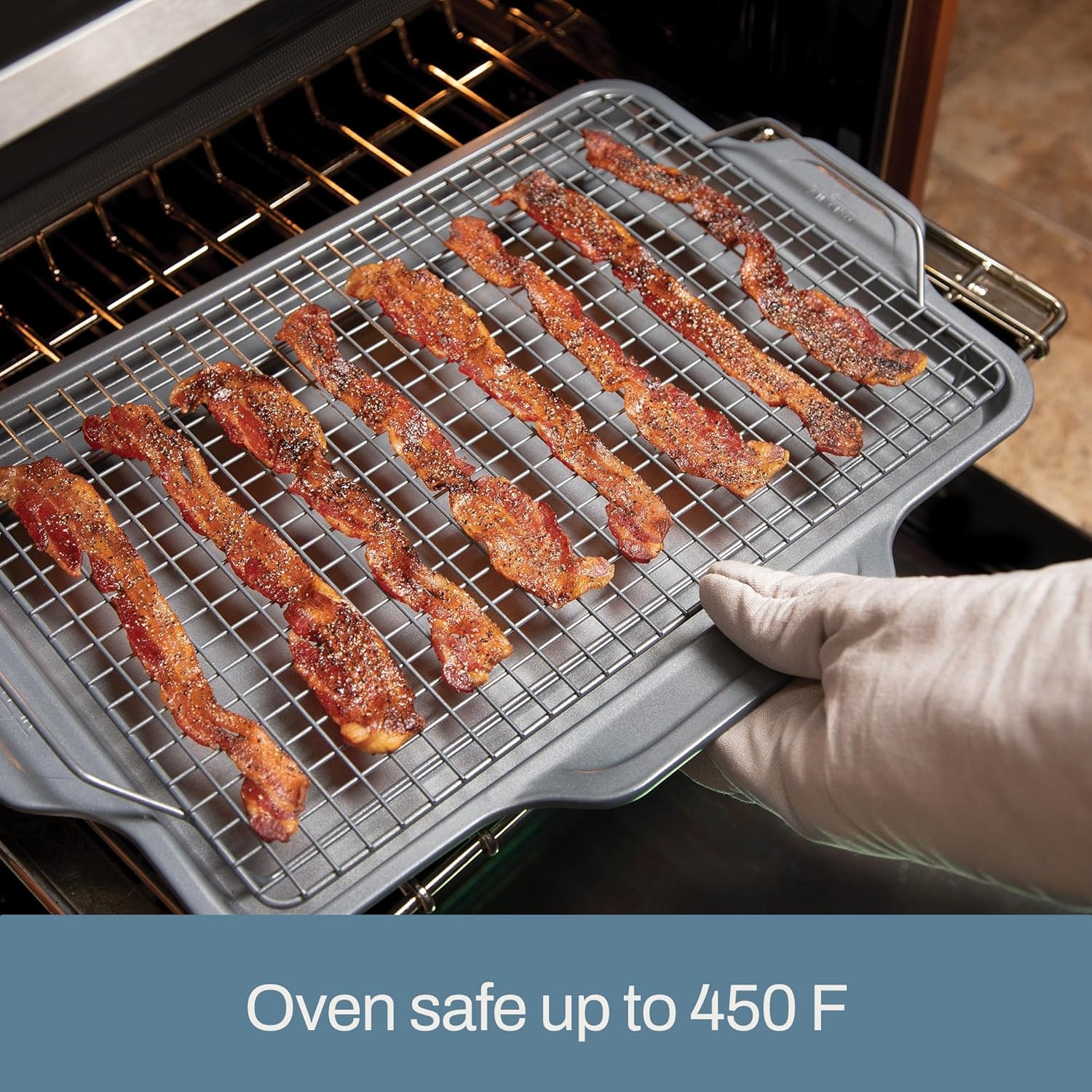 image:imageAllClad ProRelease Nonstick Bakeware Set 3 Piece Oven Safe 450F Half Sheet Cookie Sheet Muffin Pan Cooling amp Baking Rack Round Cake Pan Loaf Pan Baking Pan Grey17 In x 115 In x 1 In