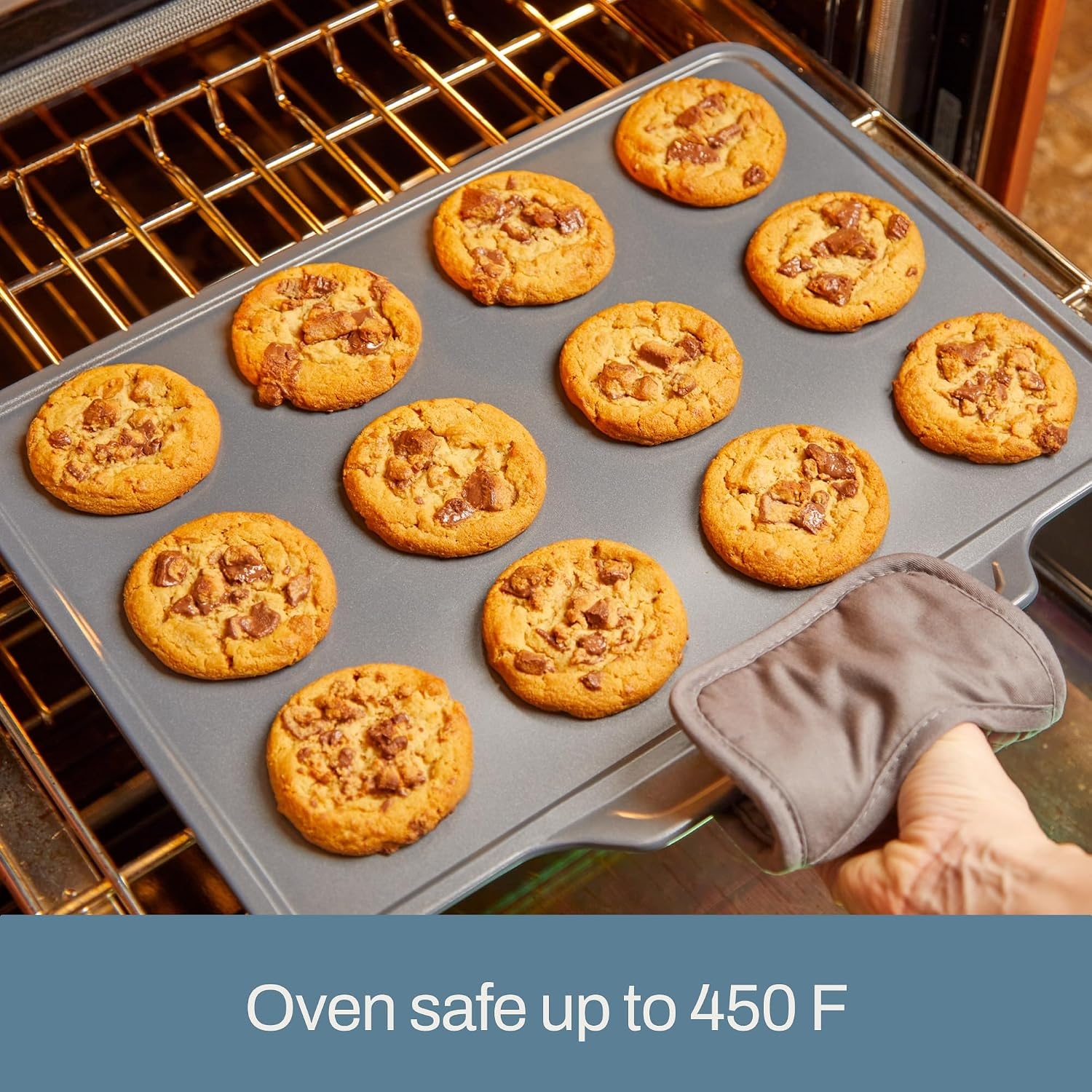 image:imageAllClad ProRelease Nonstick Bakeware Set 3 Piece Oven Safe 450F Half Sheet Cookie Sheet Muffin Pan Cooling amp Baking Rack Round Cake Pan Loaf Pan Baking Pan Grey3 piece