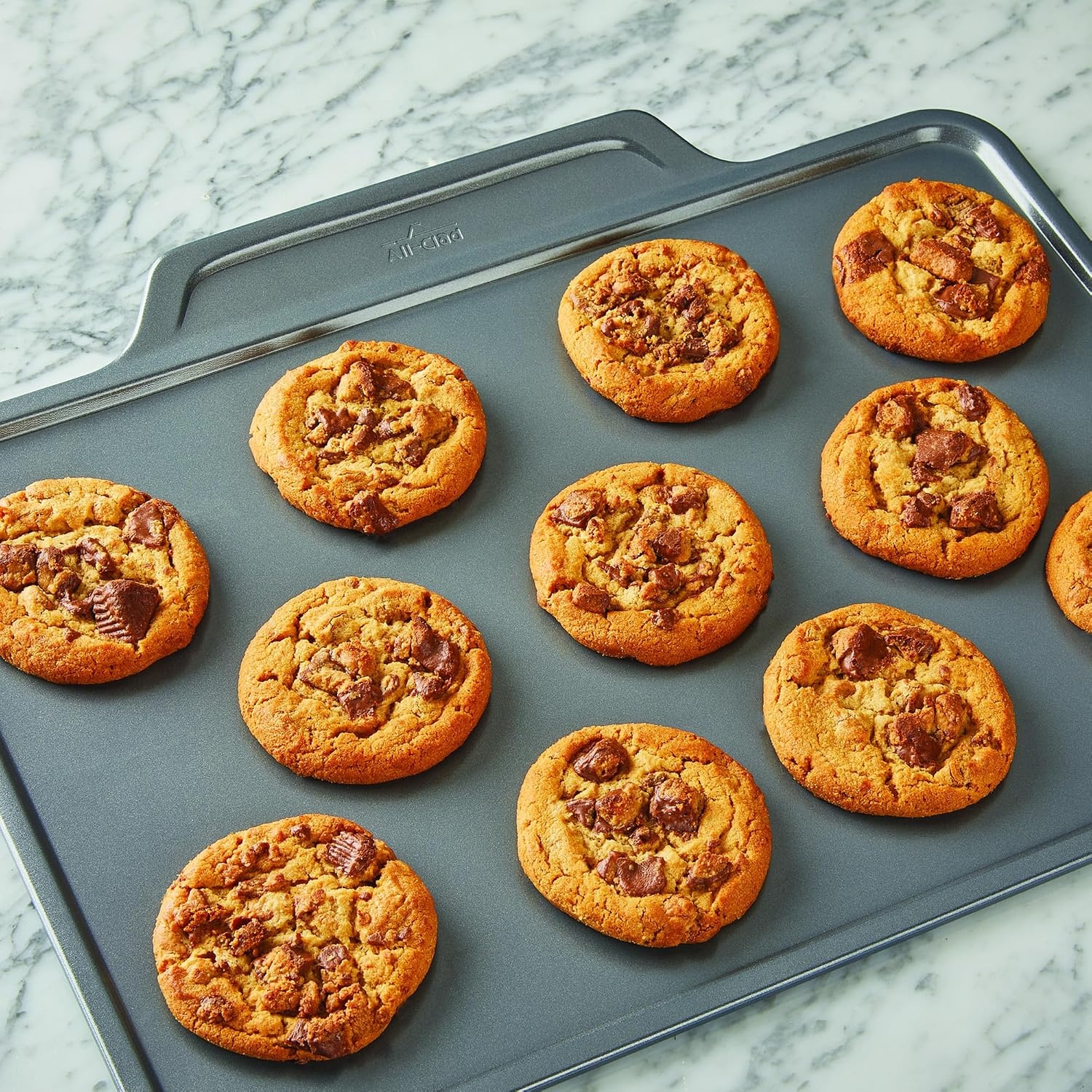 image:imageAllClad ProRelease Nonstick Bakeware Set 3 Piece Oven Safe 450F Half Sheet Cookie Sheet Muffin Pan Cooling amp Baking Rack Round Cake Pan Loaf Pan Baking Pan Grey3 piece