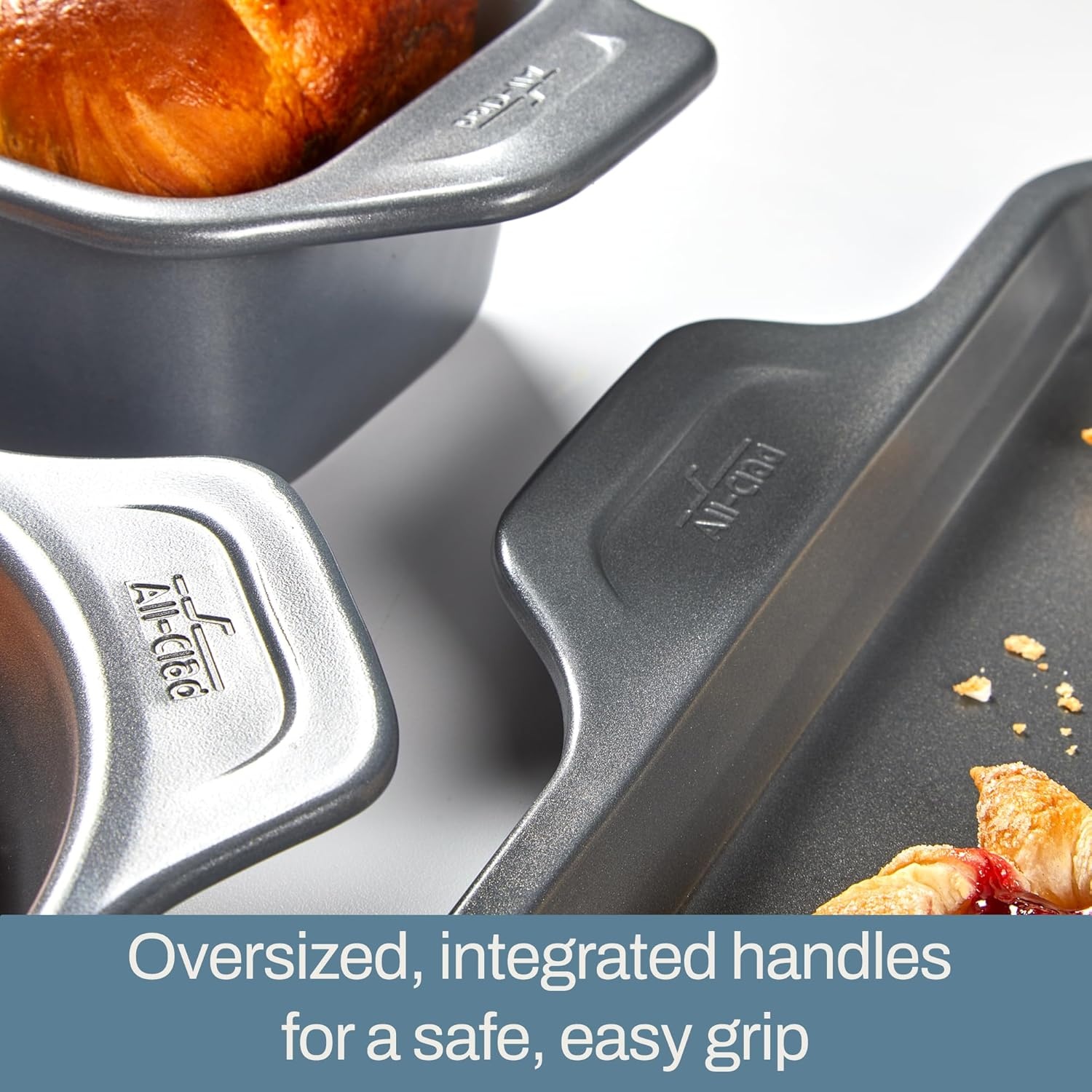 image:imageAllClad ProRelease Nonstick Bakeware Set 3 Piece Oven Safe 450F Half Sheet Cookie Sheet Muffin Pan Cooling amp Baking Rack Round Cake Pan Loaf Pan Baking Pan Grey5Piece