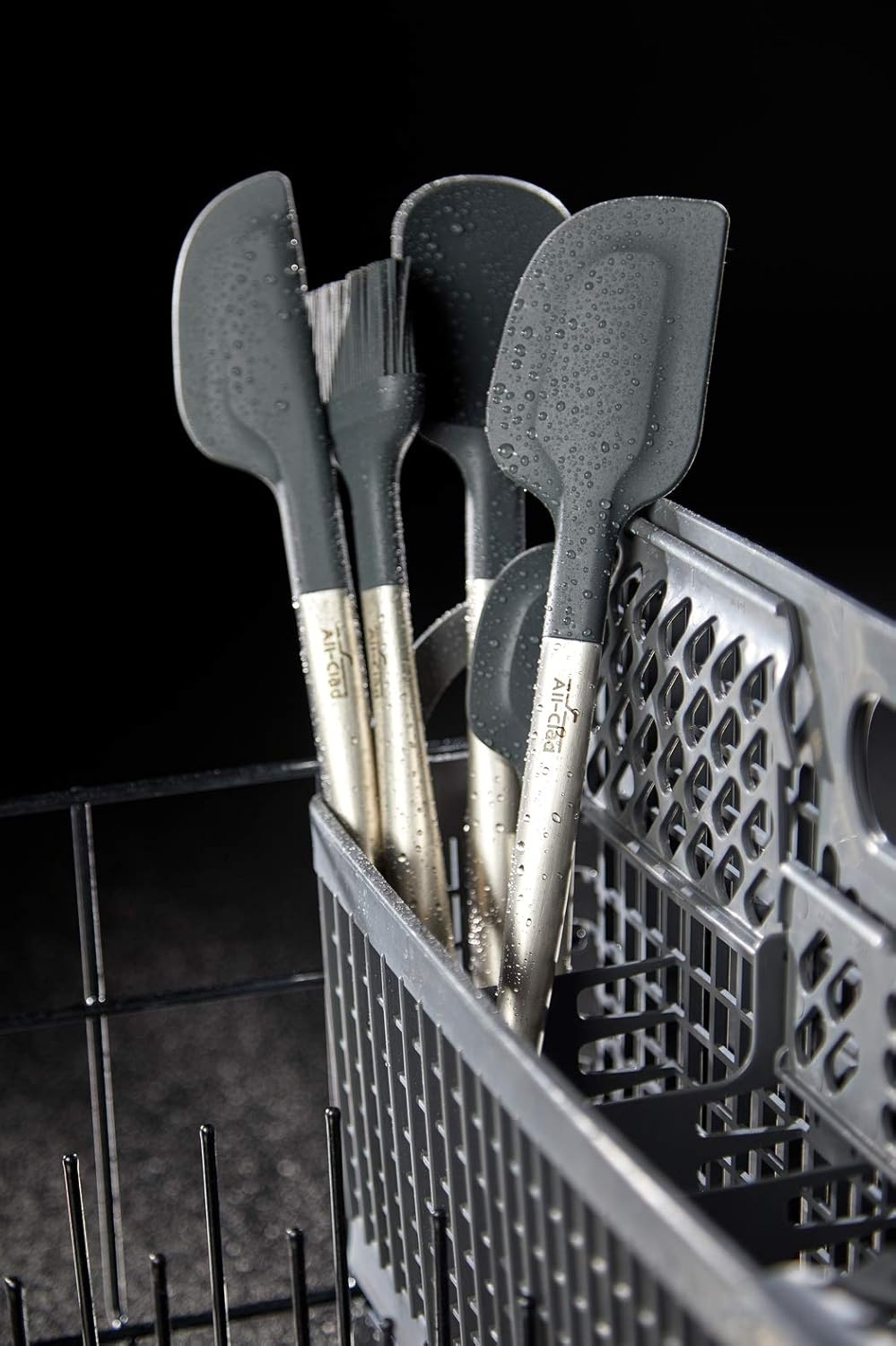 image:imageAllClad Specialty Silicone Kitchen Gadgets 5 Piece Set Spatulas Kitchen Tools Kitchen Hacks BlackStainless Steel and Black
