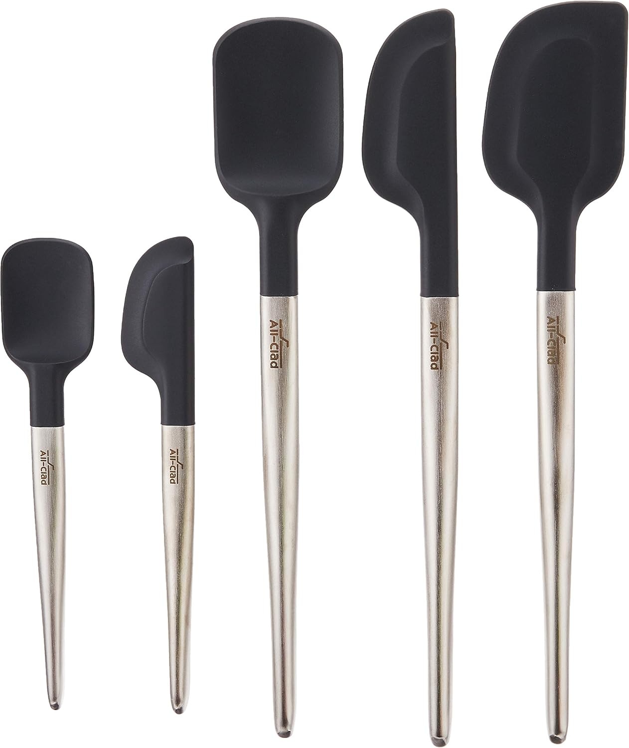 image:imageAllClad Specialty Silicone Kitchen Gadgets 5 Piece Set Spatulas Kitchen Tools Kitchen Hacks BlackStainless Steel and Black