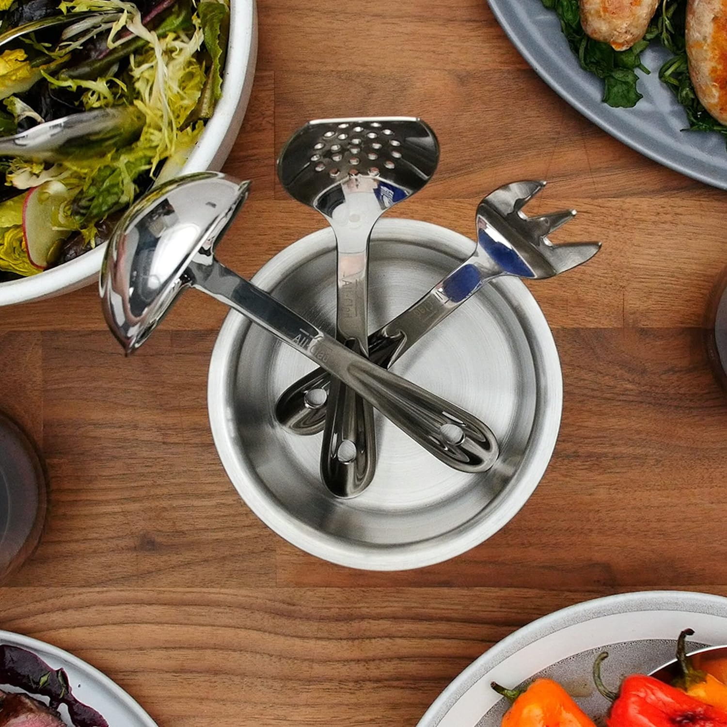 image:imageAllClad Specialty Stainless Steel Kitchen Gadgets 5 Piece Tool Set with Caddy Kitchen Tools Kitchen Hacks Silver10 inch length 6piece set