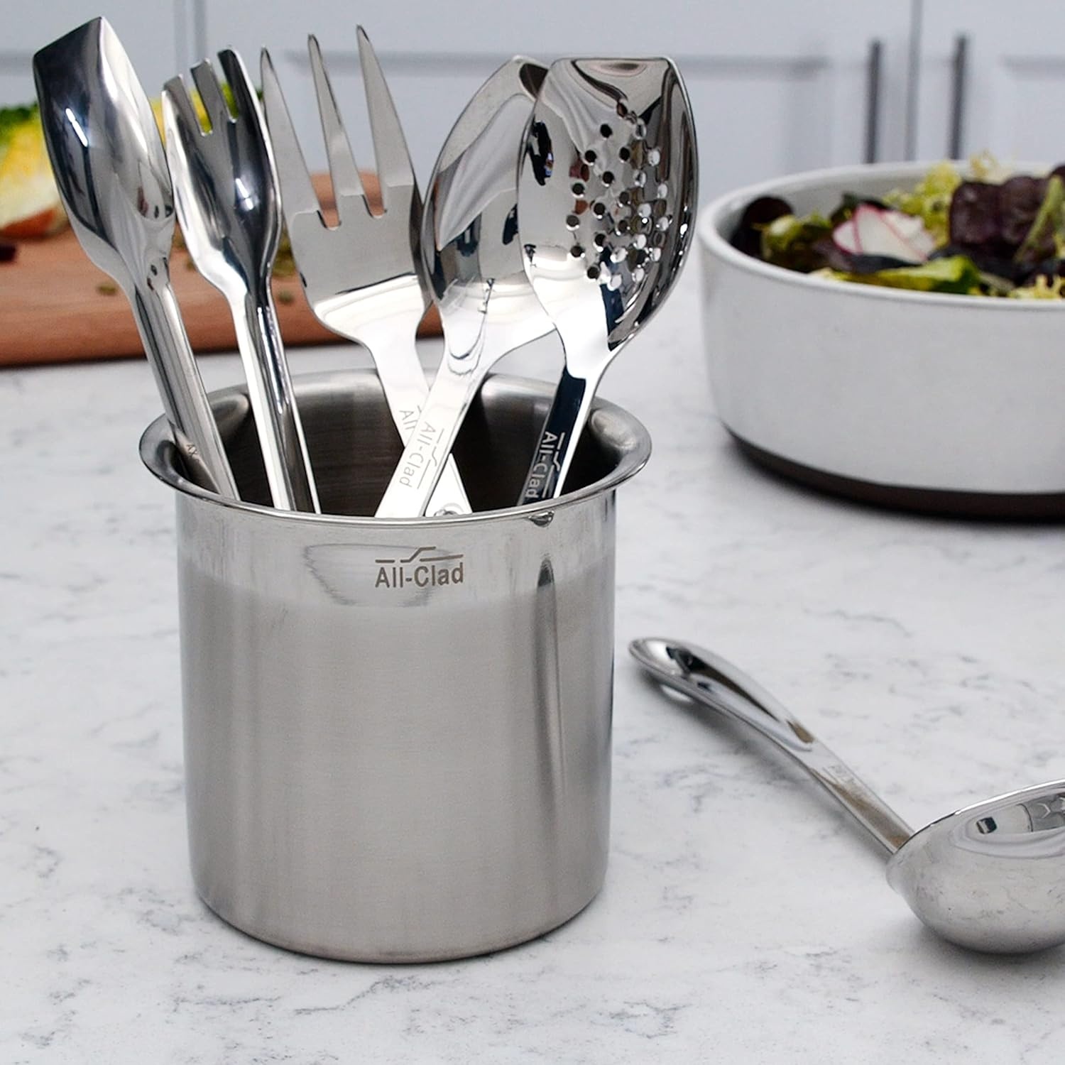 image:imageAllClad Specialty Stainless Steel Kitchen Gadgets 5 Piece Tool Set with Caddy Kitchen Tools Kitchen Hacks Silver10 inch length 6piece set