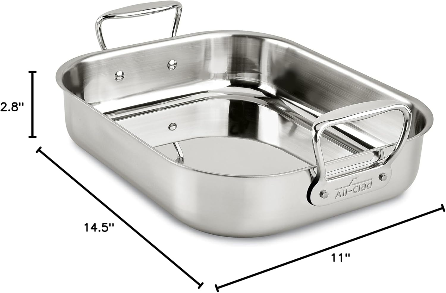 image:imageAllClad Specialty Stainless Steel Roaster with Nonstick Rack 11x14 Inch Oven Broiler Safe 500F Roaster Pan Pots and Pans Cookware Silver11x14 in