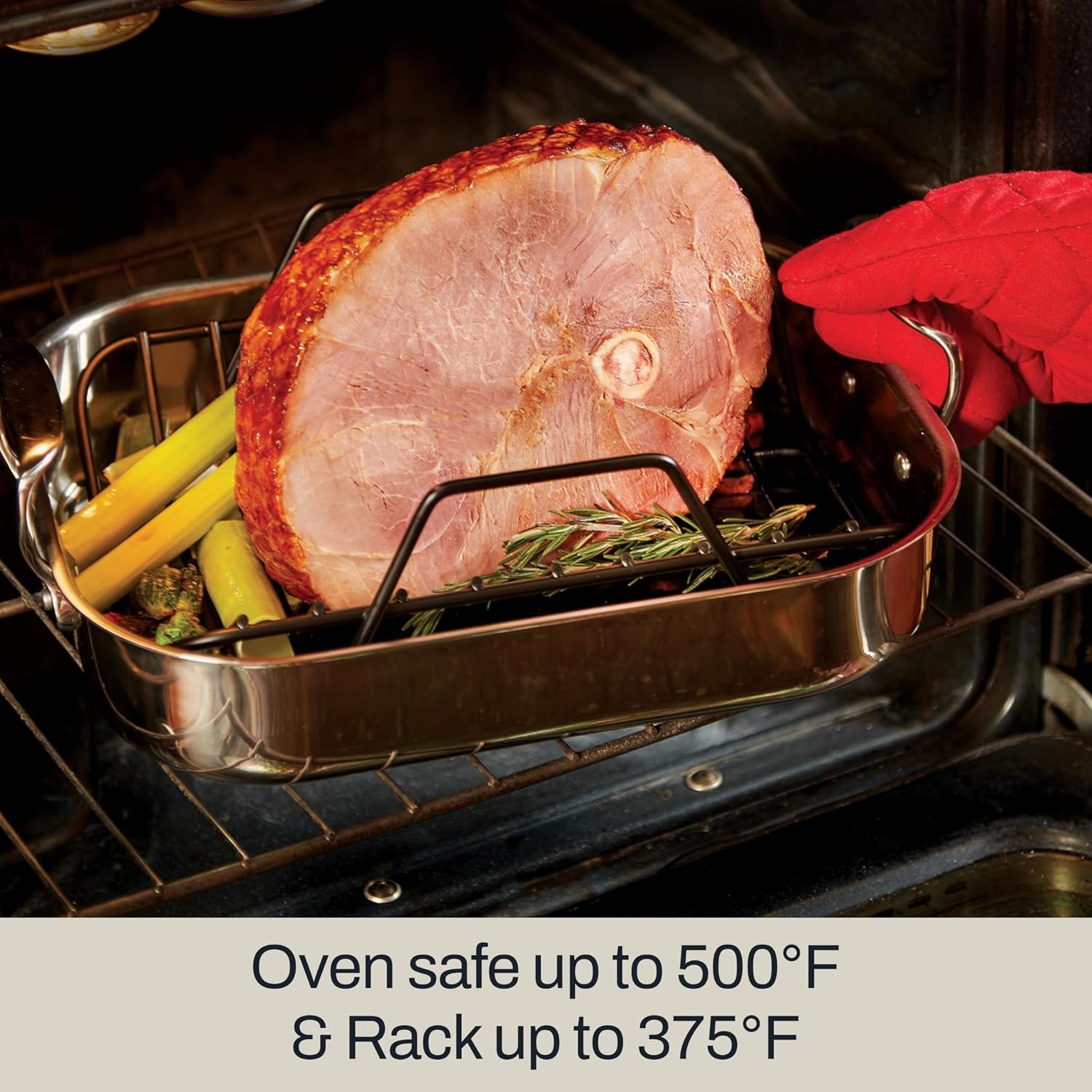 image:imageAllClad Specialty Stainless Steel Roaster with Nonstick Rack 11x14 Inch Oven Broiler Safe 600F Roaster Pan Pots and Pans Bakeware Silver11 x 14