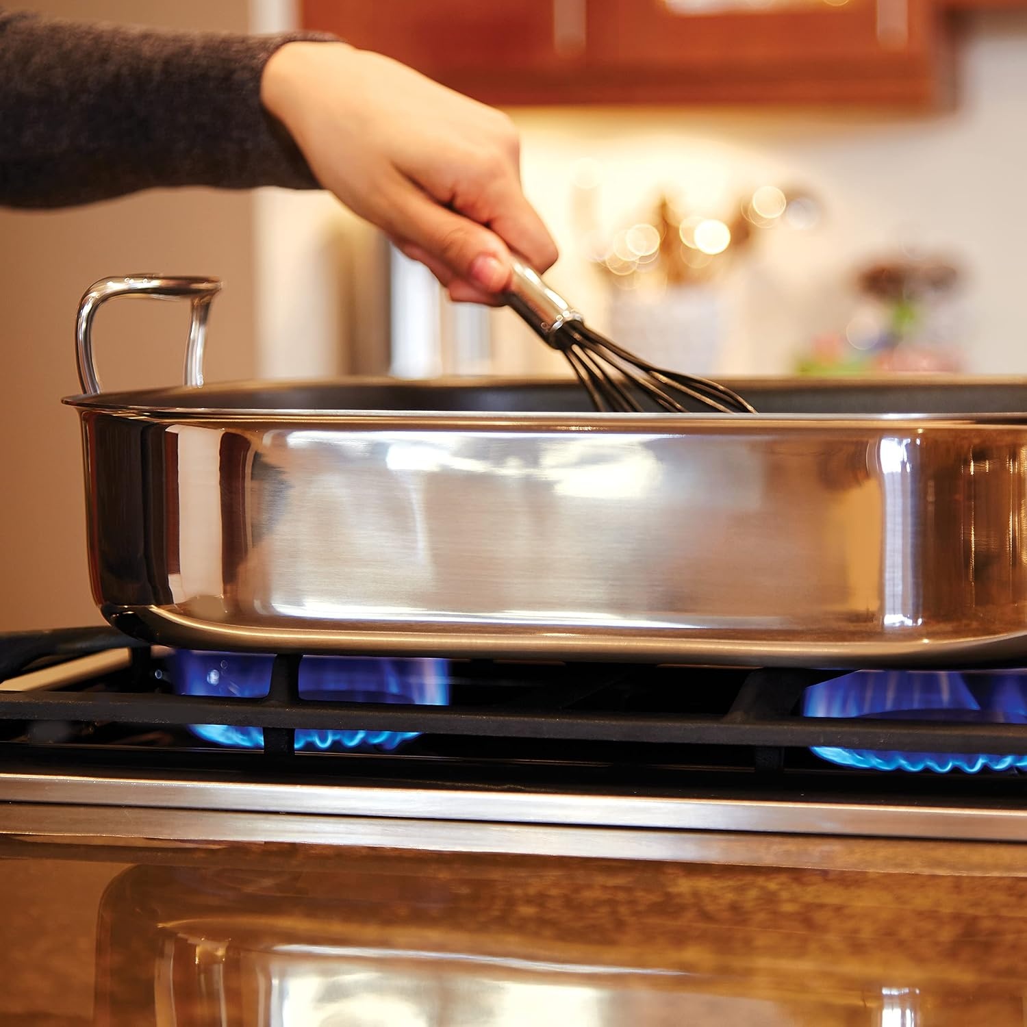 image:imageAllClad Specialty Stainless Steel Roaster with Nonstick Rack 11x14 Inch Oven Broiler Safe 600F Roaster Pan Pots and Pans Bakeware Silver11 x 14