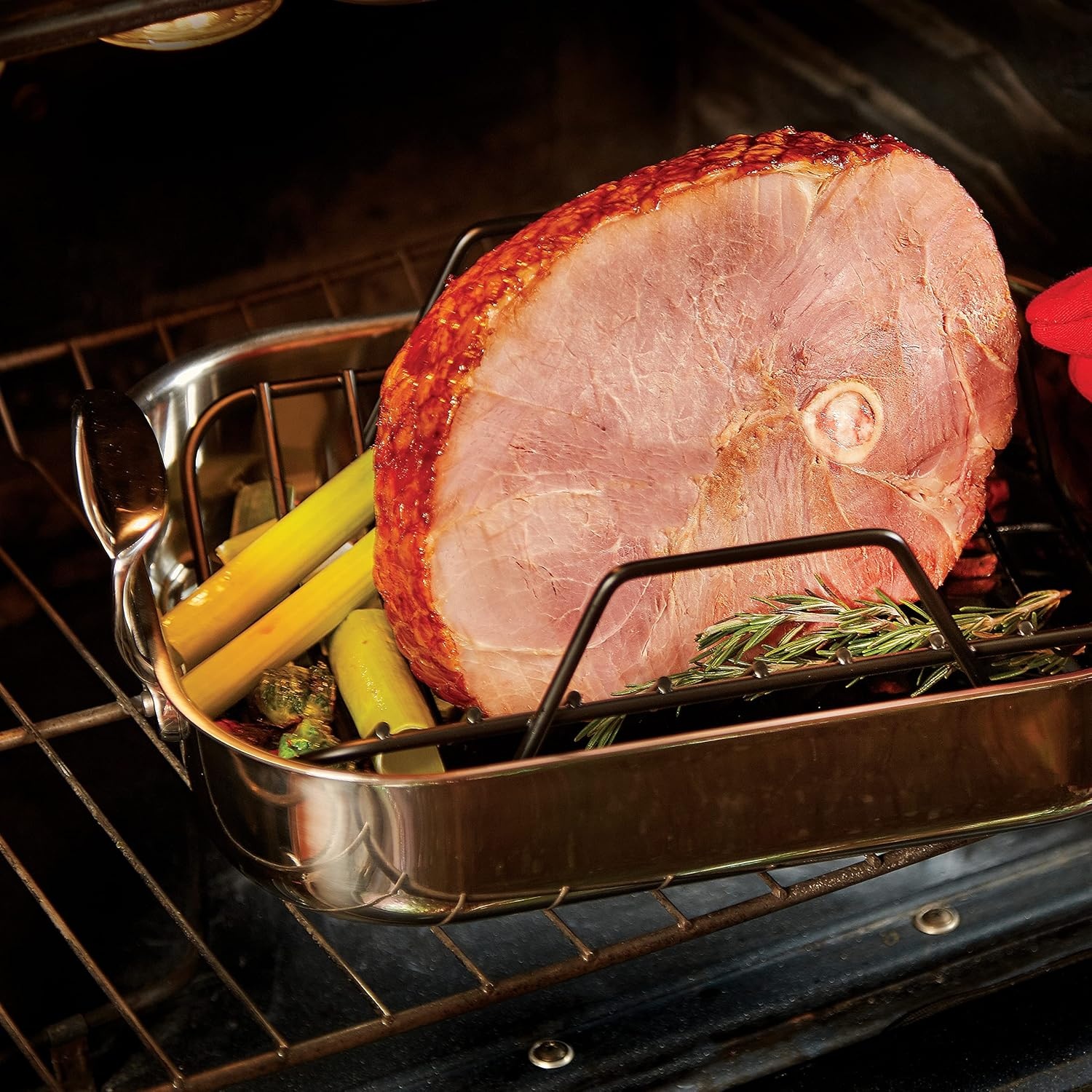 image:imageAllClad Specialty Stainless Steel Roaster with Nonstick Rack 11x14 Inch Oven Broiler Safe 600F Roaster Pan Pots and Pans Bakeware Silver11 x 14