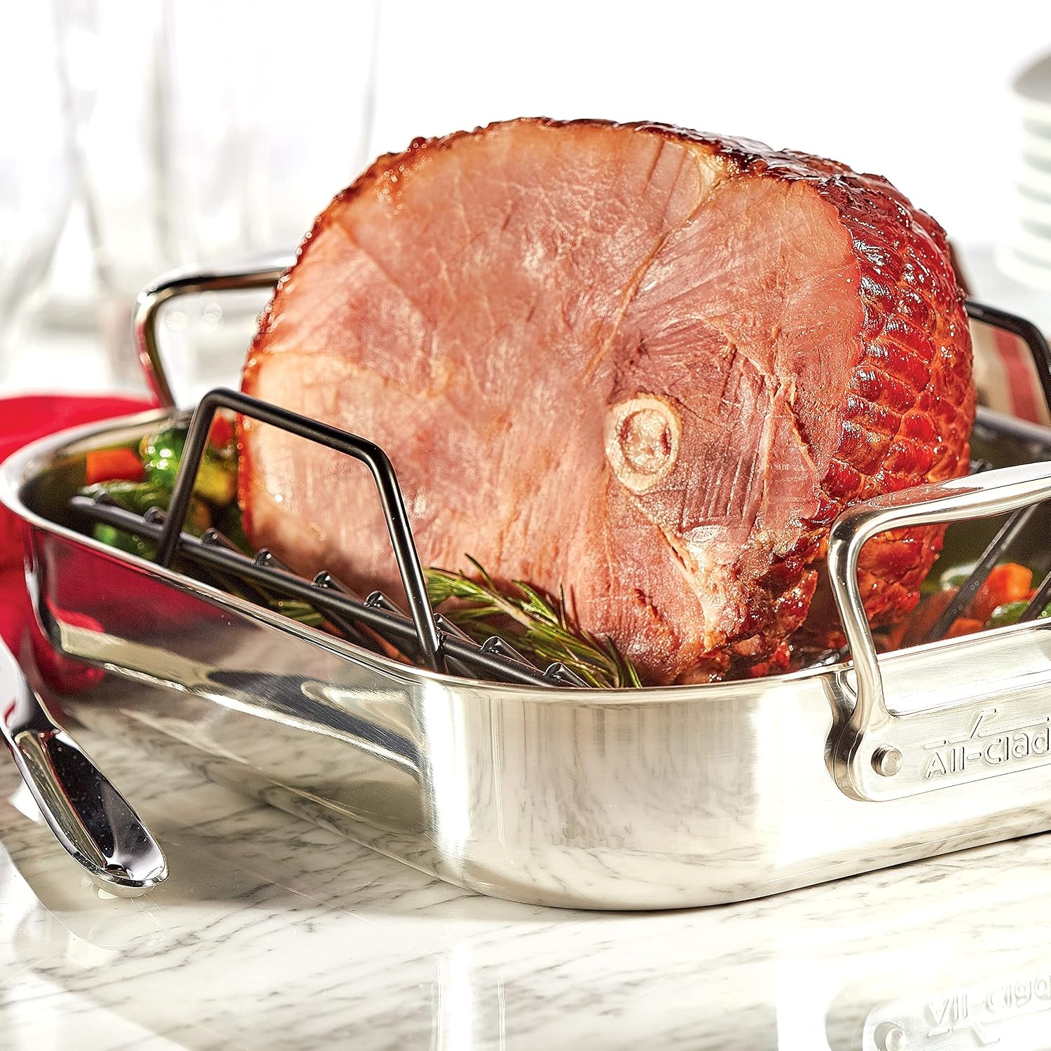 image:imageAllClad Specialty Stainless Steel Roaster with Nonstick Rack 11x14 Inch Oven Broiler Safe 600F Roaster Pan Pots and Pans Bakeware Silver11 x 14