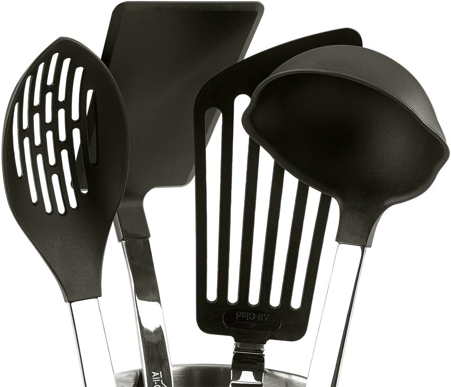 image:imageAllClad Specialty Stainless Steel with Nylon Head Kitchen Gadgets 4 Piece Tool Set with Caddy Kitchen Tools Kitchen Hacks SilverStainless Steel