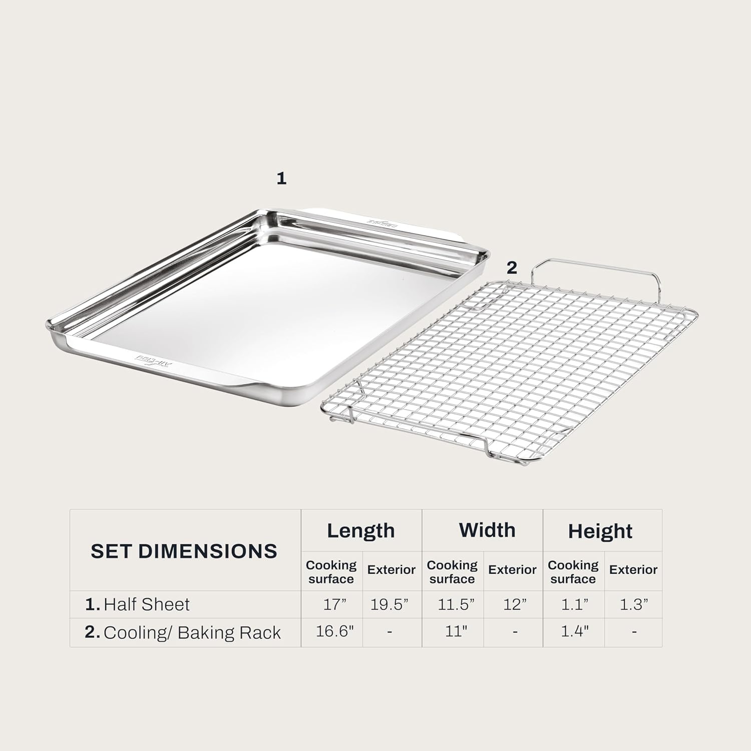 image:imageAllClad Stainless Steel Baking Pans 5Piece SetTriply Bonded for Consistent Baking Includes Square and Rectangular Baking Pans Baking Sheets amp Cooling Rack Professional Stainless Steel Bakeware2Pcs Half Sheet Pan Cooling Rack Set13 x 21