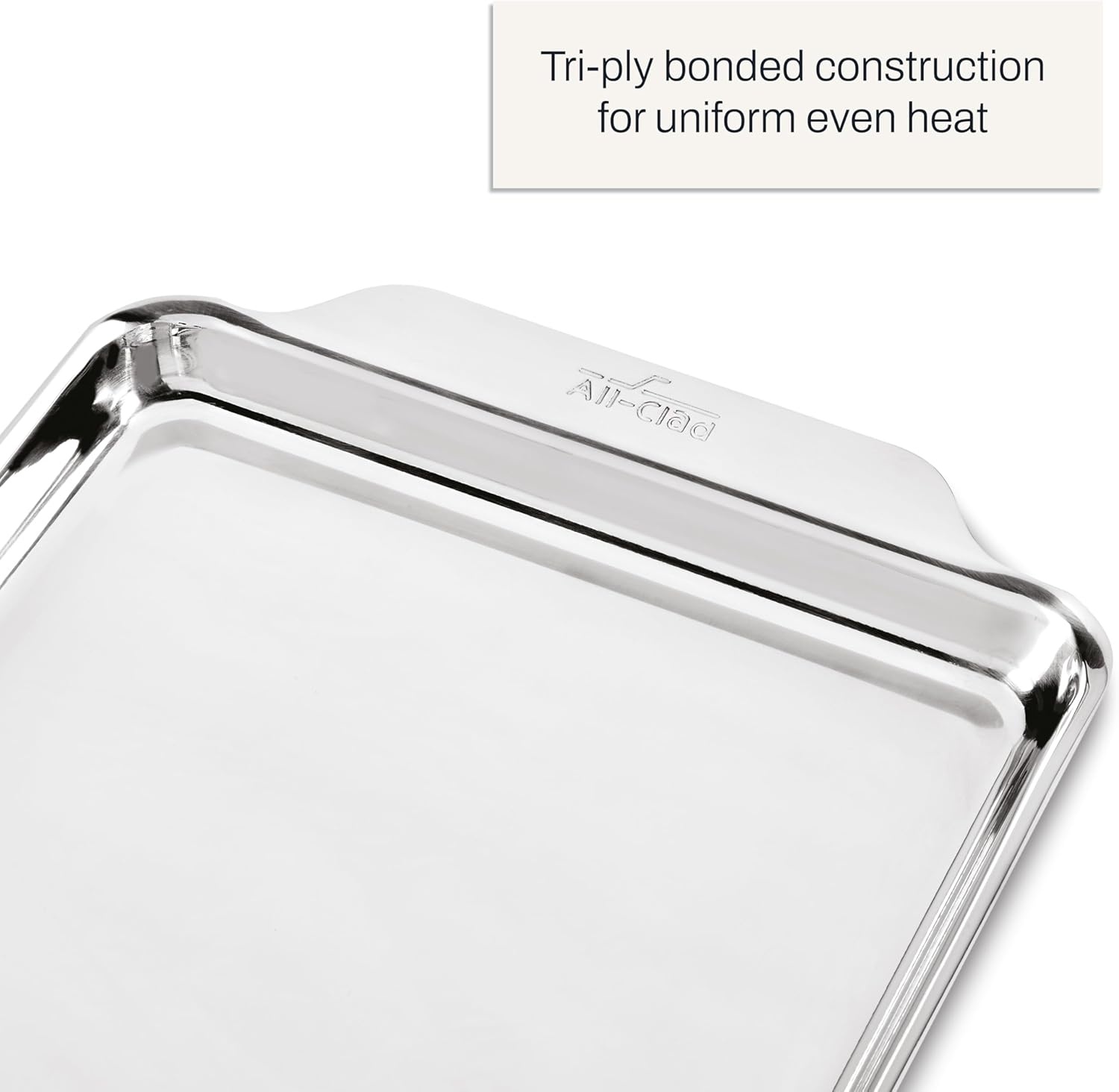 image:imageAllClad Stainless Steel Baking Quarter Sheet Pan 9 x 125 Triply Bonded for Consistent Baking Roast Bake Cookies Brownies and More Professional Stainless Steel Bakeware10 x 15