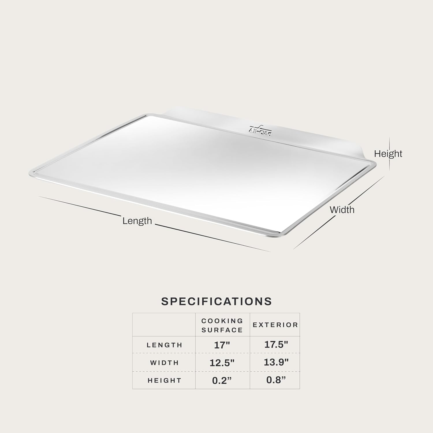 image:imageAllClad Stainless Steel Baking Quarter Sheet Pan 9 x 125 Triply Bonded for Consistent Baking Roast Bake Cookies Brownies and More Professional Stainless Steel Bakeware12 x 17