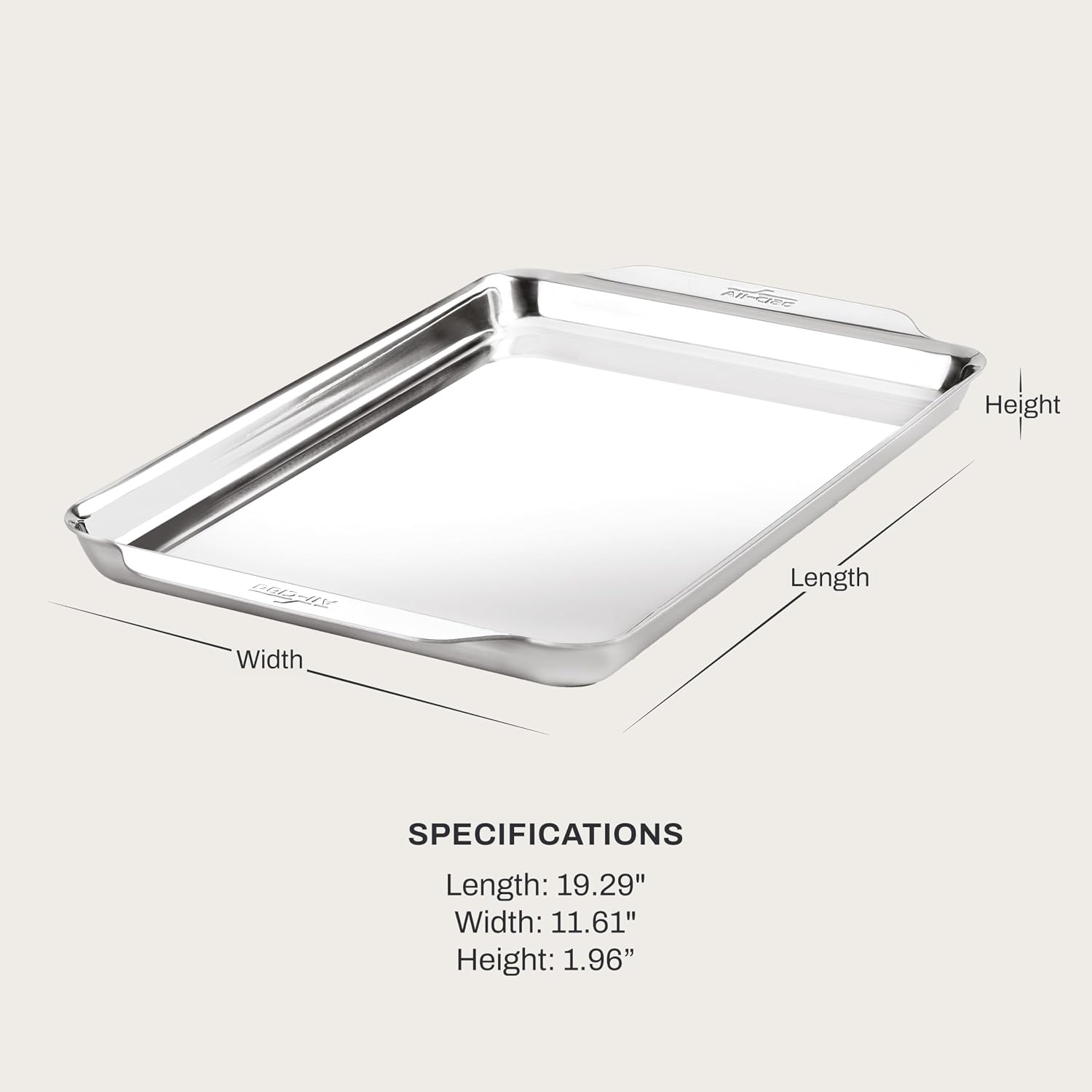 image:imageAllClad Stainless Steel Baking Quarter Sheet Pan 9 x 125 Triply Bonded for Consistent Baking Roast Bake Cookies Brownies and More Professional Stainless Steel Bakeware10 x 15