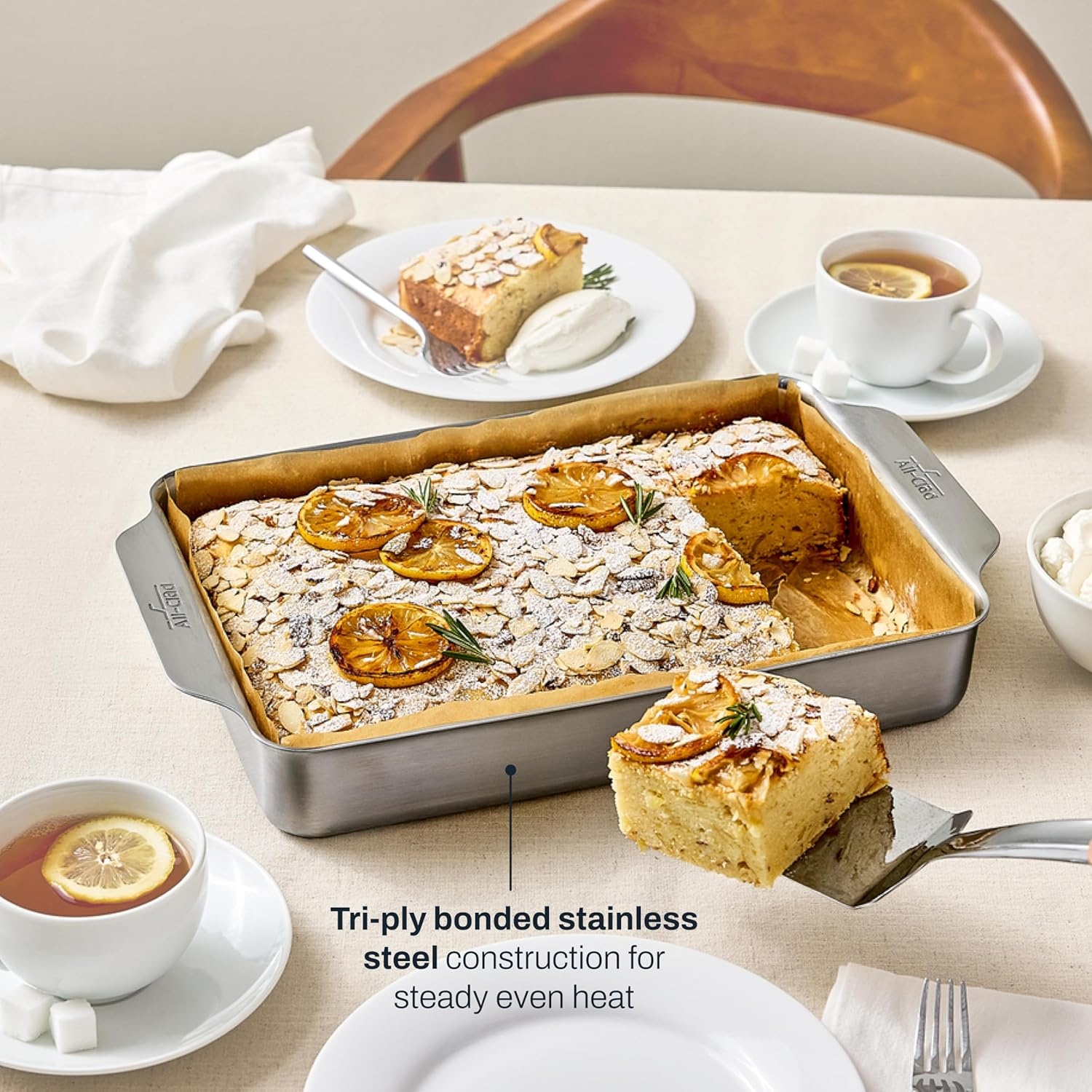 image:imageAllClad Stainless Steel Baking Quarter Sheet Pan 9 x 125 Triply Bonded for Consistent Baking Roast Bake Cookies Brownies and More Professional Stainless Steel Bakeware9 x 13