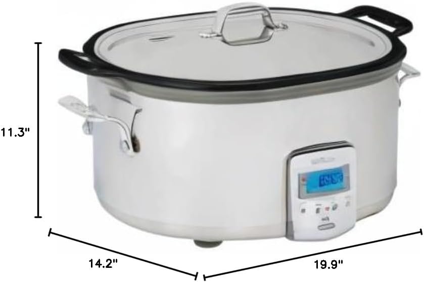 image:imageAllClad Stainless Steel Electric Slow Cooker 7Quart Programmable LCD Timer Aluminum Insert Slow Cookers Small Kitchen Appliances SilverSilver