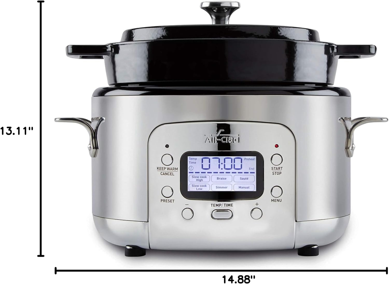 image:imageAllClad Stainless Steel Electric Slow Cooker 7Quart Programmable LCD Timer Aluminum Insert Slow Cookers Small Kitchen Appliances SilverSilver