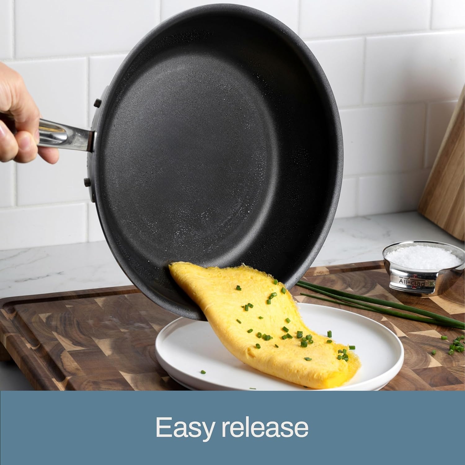 image:imageAllClad Stainless Steel Pro Nonstick Frying Pan Set 8 amp 10 Inch Skillets Induction Compatible Oven amp Broiler Safe to 500F Professional Cookware SilverStainless Steel Silver with Black interior