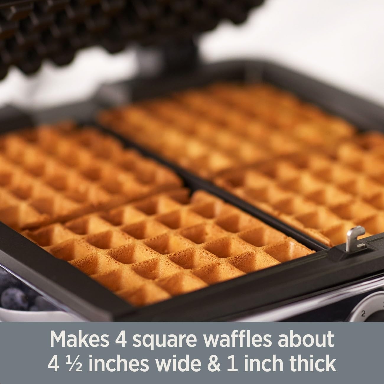 image:imageAllClad Stainless Steel Waffle Maker 4 Section Thick Belgium Waffle Makers Upright Storage 1600 Watts Nonstick 6 Browning Levels Dishwasher Safe