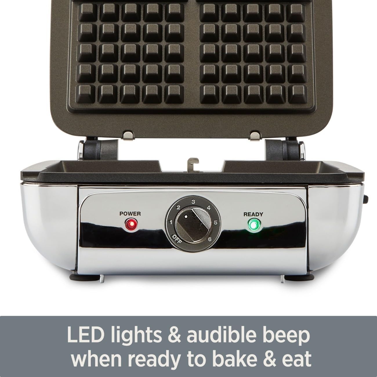 image:imageAllClad Stainless Steel Waffle Maker 4 Section Thick Belgium Waffle Makers Upright Storage 1600 Watts Nonstick 6 Browning Levels Dishwasher Safe