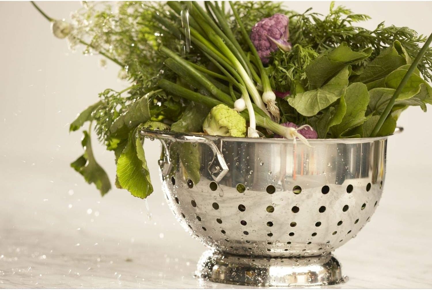 image:imageAllClad Tools and Accessories Stainless Steel Colander 3 Quart Strainer Pasta Strainer with Handle Pots and Pans Silver3Quart