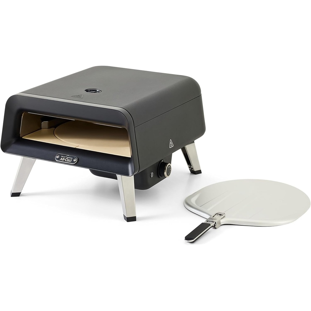 image:imageAllClad 16 Gas Pizza Oven Outdoor 360 Automatic Rotating Stone for Even Cooking Cooks Pizza in 90 Seconds Includes Aluminum Peel Spatula Portable Oven Pizza Maker Includes Gas Hose amp Regulator