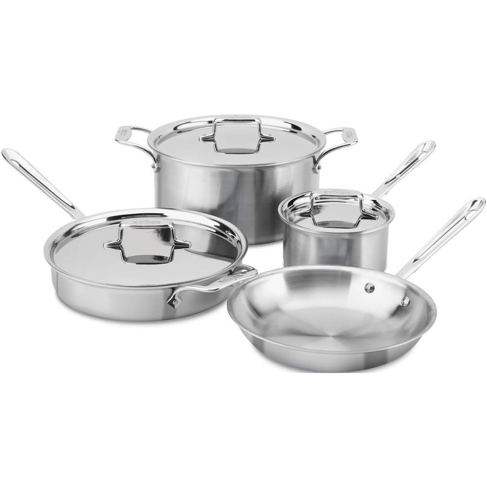 image:imageAllClad BD005707R D5 Brushed 1810 Stainless Steel 5Ply Bonded Dishwasher Safe Cookware Set 7Piece Silver7piece set