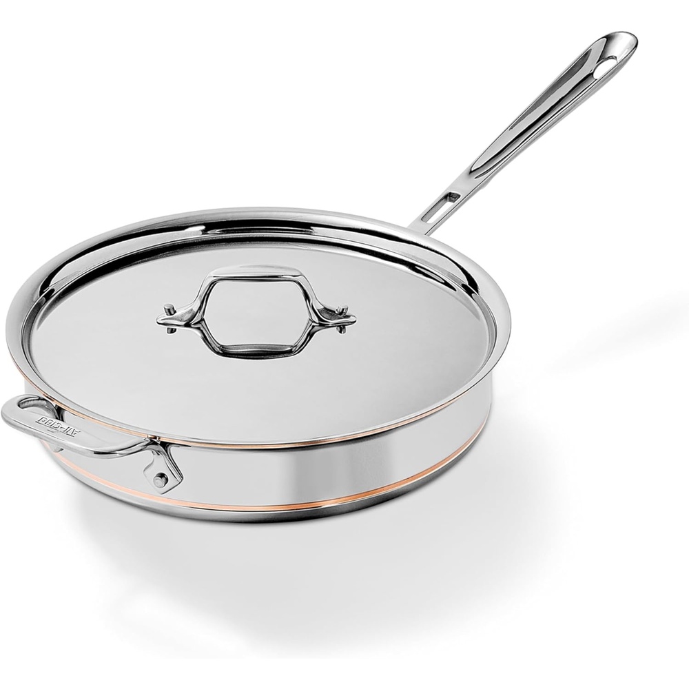 image:imageAllClad Copper Core 5Ply Stainless Steel Saut Pan with Steel Lid 3 Quart Induction Oven Broiler Safe 600F Pots and Pans Cookware SilverSilver