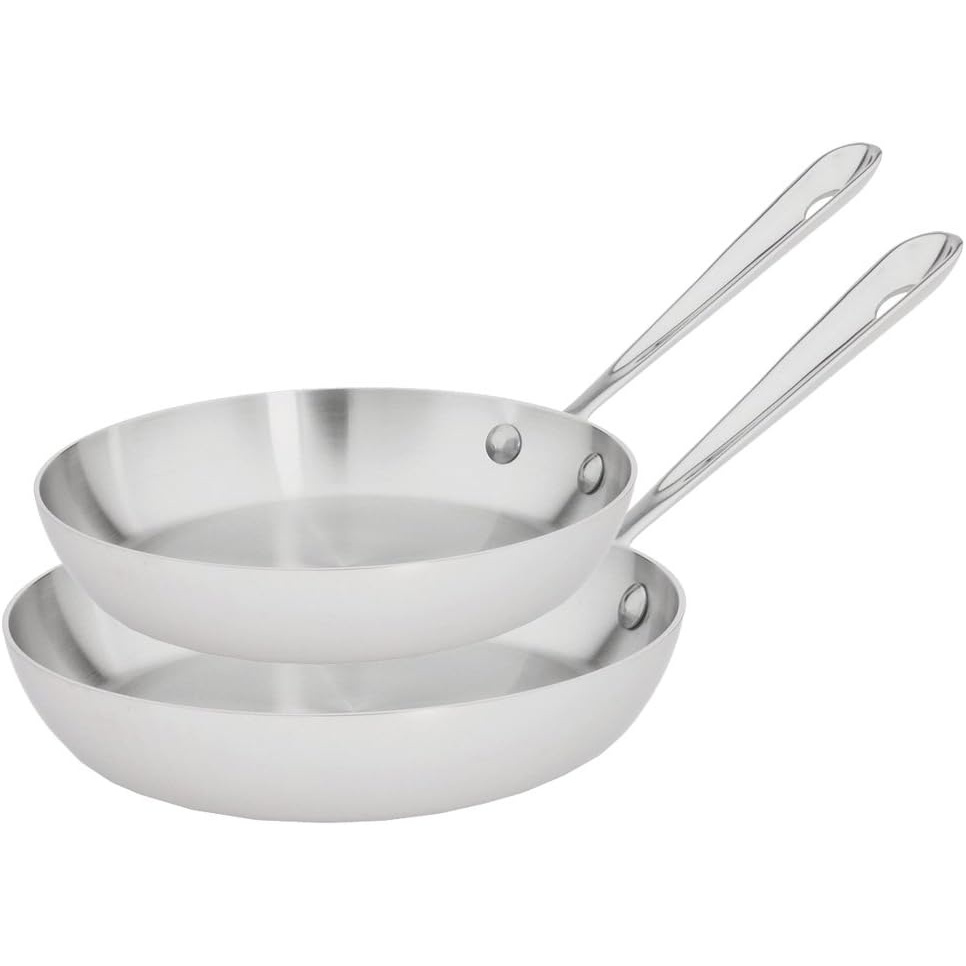image:imageAllClad D3 3Ply Stainless Steel Cookware Set 7 Piece Induction Oven Broiler Safe 600F Pots and Pans Cookware SilverStainless Steel