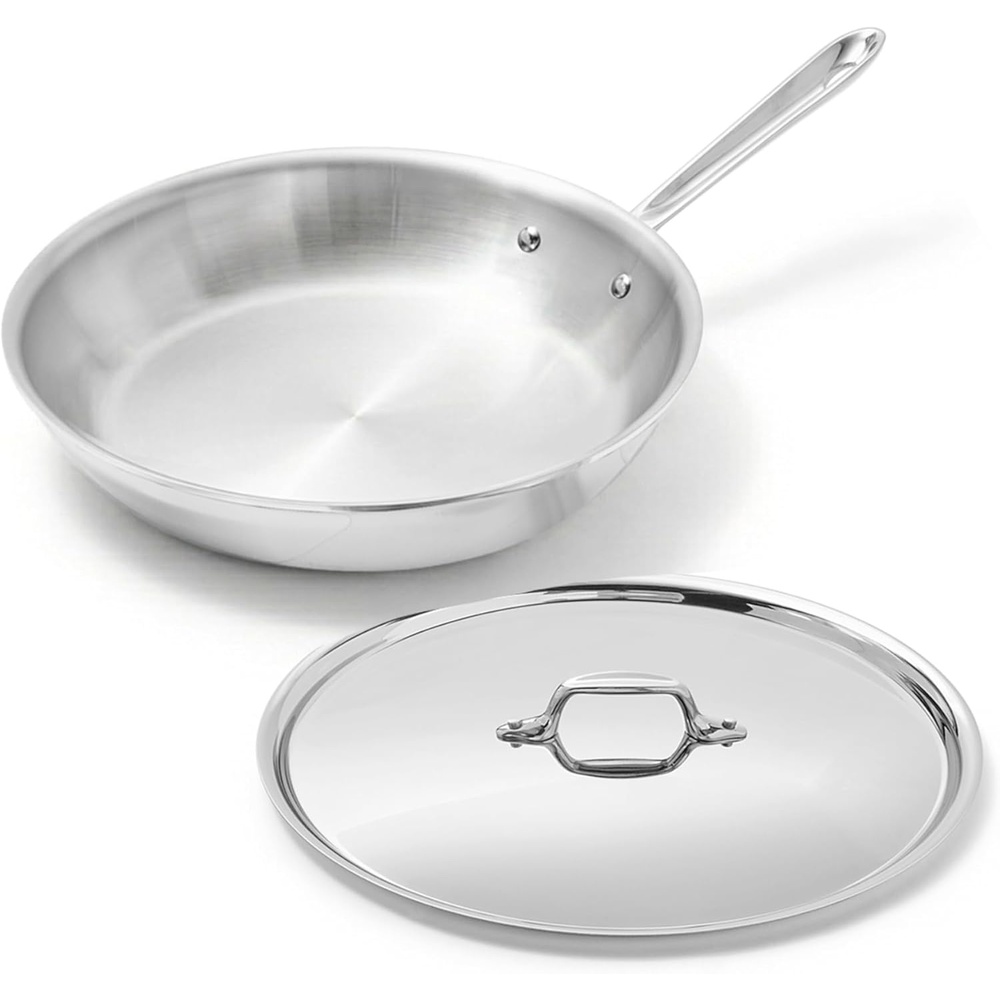 image:imageAllClad D3 Stainless Steel 10 inch Frying Pan Covered Made in the USA The Original Bonded Professional Cookware Oven Safe amp Induction Compatible10 Stainless Steel pan with lid