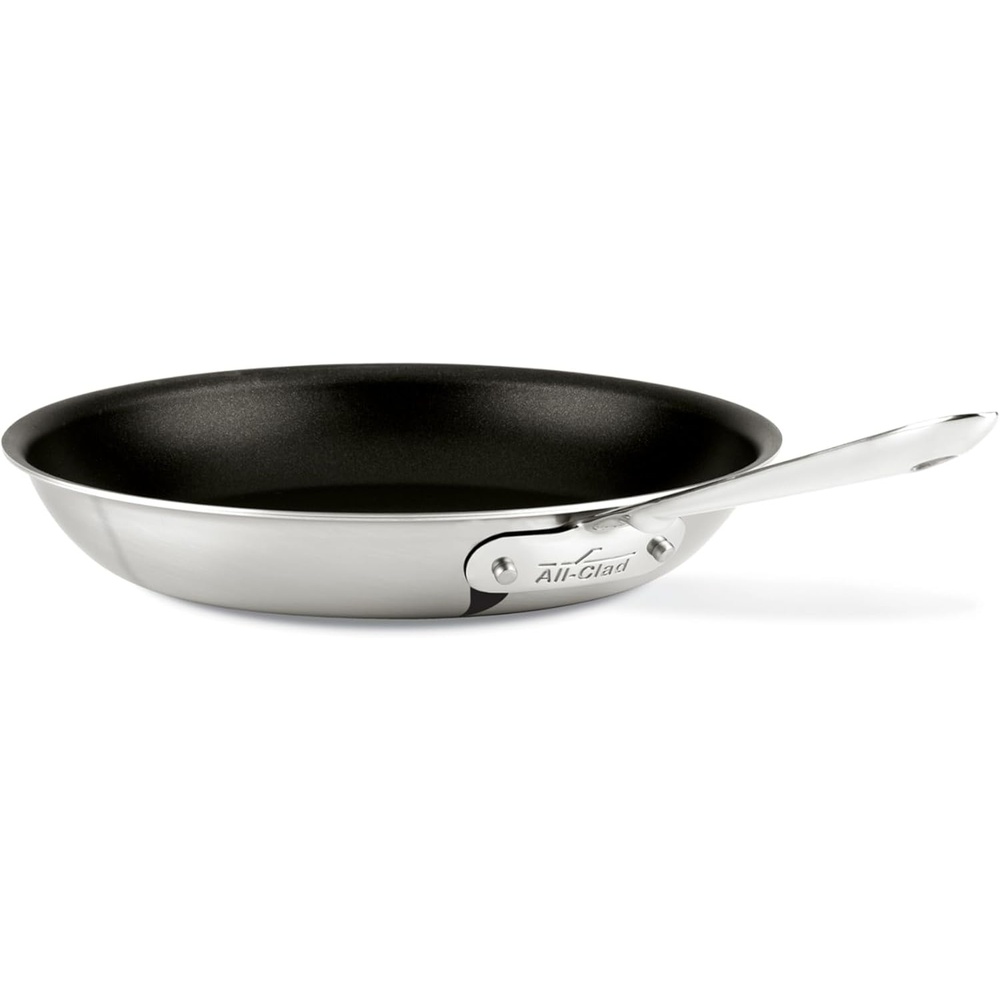 image:imageAllClad D5 8 Inch Brushed Stainless Steel Pro Non Stick Frying pan 5Ply Stainless Steel Pan Induction Oven Broiler Safe 500F Skillet Professional Cookware Silver10inch
