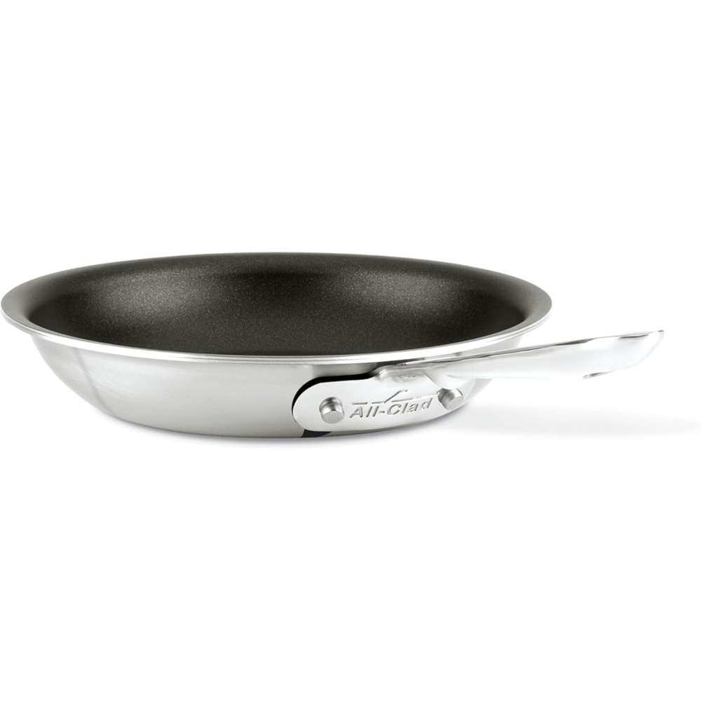 image:imageAllClad D5 8 Inch Brushed Stainless Steel Pro Non Stick Frying pan 5Ply Stainless Steel Pan Induction Oven Broiler Safe 500F Skillet Professional Cookware Silver8inch