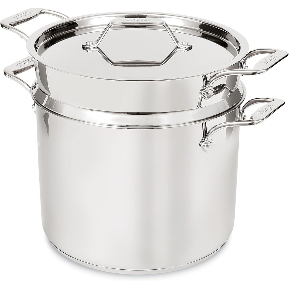 image:imageAllClad Essentials Hard Anodized Nonstick MultiPot 7 Quart Oven Broiler Safe 500F Strainer Pasta Strainer with Handle Pots and Pans Black12quart Induction