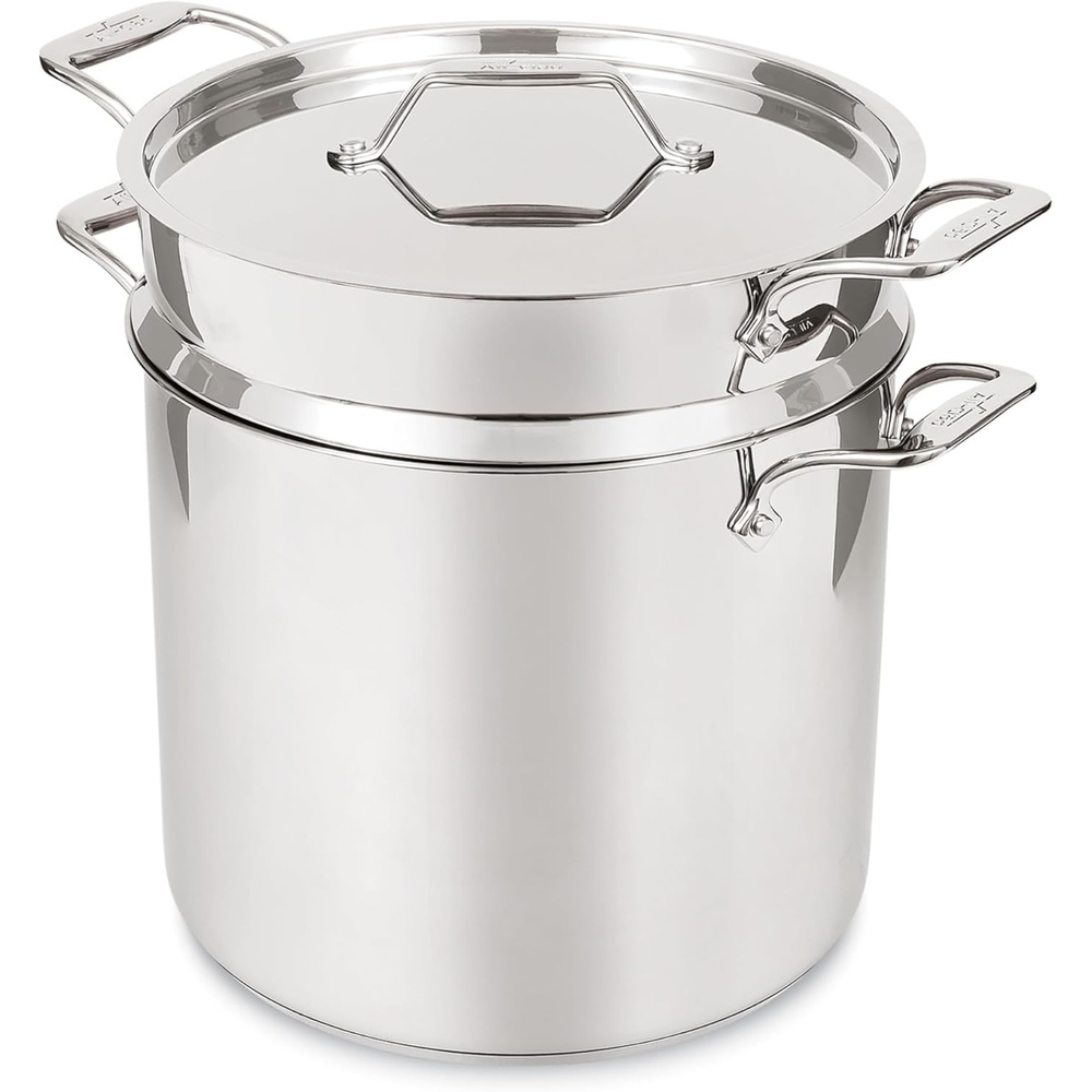 image:imageAllClad Essentials Hard Anodized Nonstick MultiPot 7 Quart Oven Broiler Safe 500F Strainer Pasta Strainer with Handle Pots and Pans Black16quart Induction
