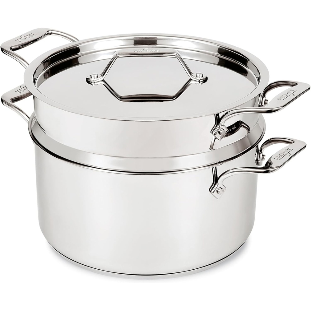 image:imageAllClad Essentials Hard Anodized Nonstick MultiPot 7 Quart Oven Broiler Safe 500F Strainer Pasta Strainer with Handle Pots and Pans Black8quart Induction
