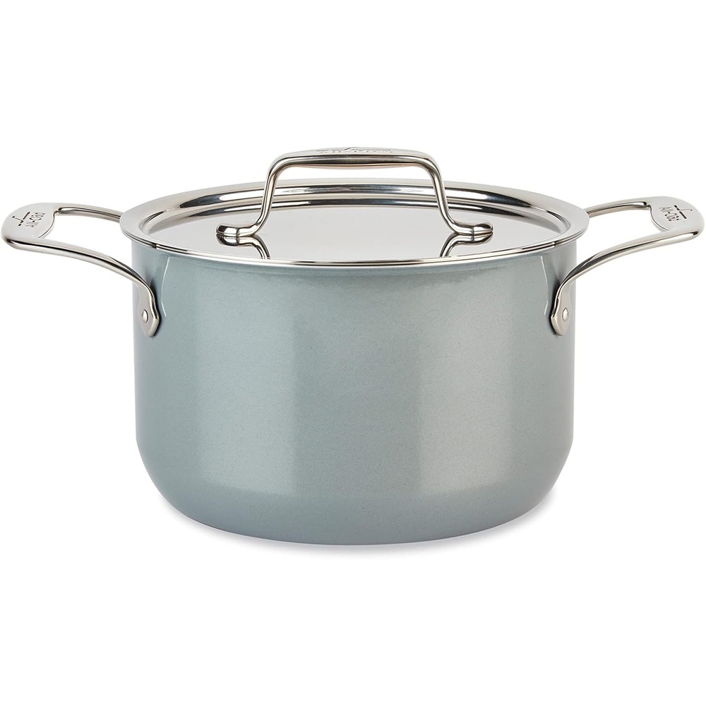 image:imageAllClad FusionTec Ceramic Soup Pot 7 Quart Induction Oven Broiler Safe 500F Pots and Pans Cookware Rose QuartzPlatinum