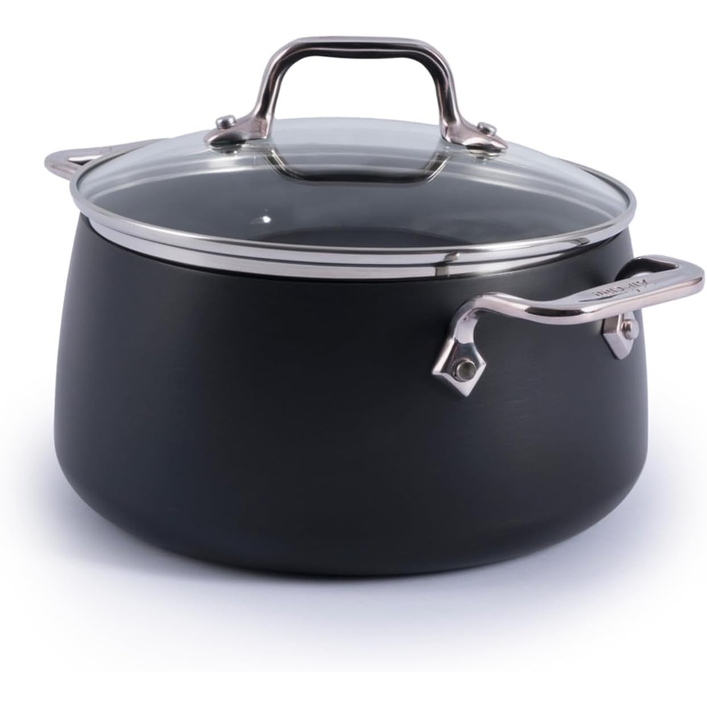 image:imageAllClad HA1 Expert Hard Anodized Nonstick Stock Pot with Lid 4 Qt For Pasta Soup DishwasherSafe OvenSafe Up to 500F Compatible with All Stovetops Gas Electric amp Induction BlackStock pot