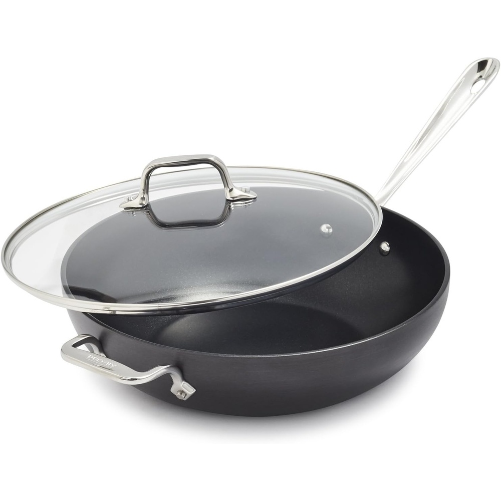 image:imageAllClad HA1 Hard Anodized Nonstick Chefs Pan12 Inch Induction Oven Broiler Safe 500F Lid Safe 350F Pots and Pans Cookware Black