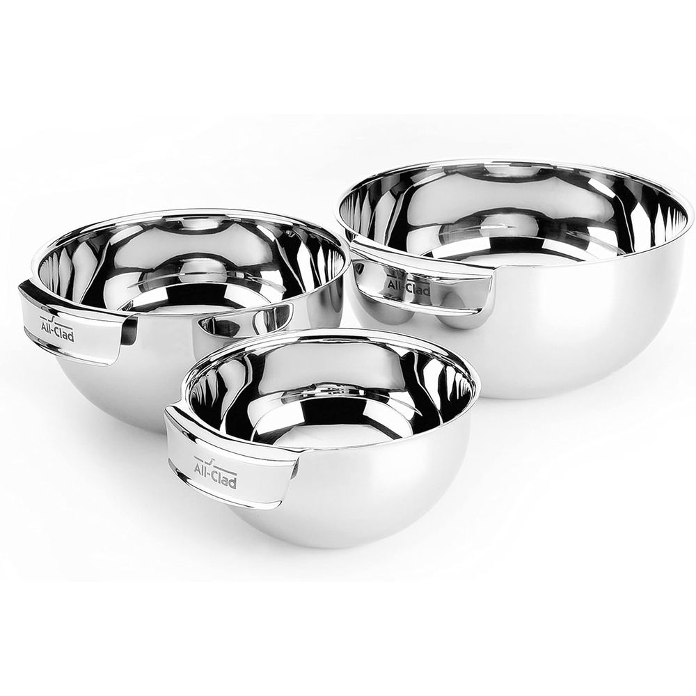 image:imageAllClad Kitchen Accessories Stainless Steel Mixing Bowls Set 15 3 5 Quart Metal Mixing Bowls Silver3Piece