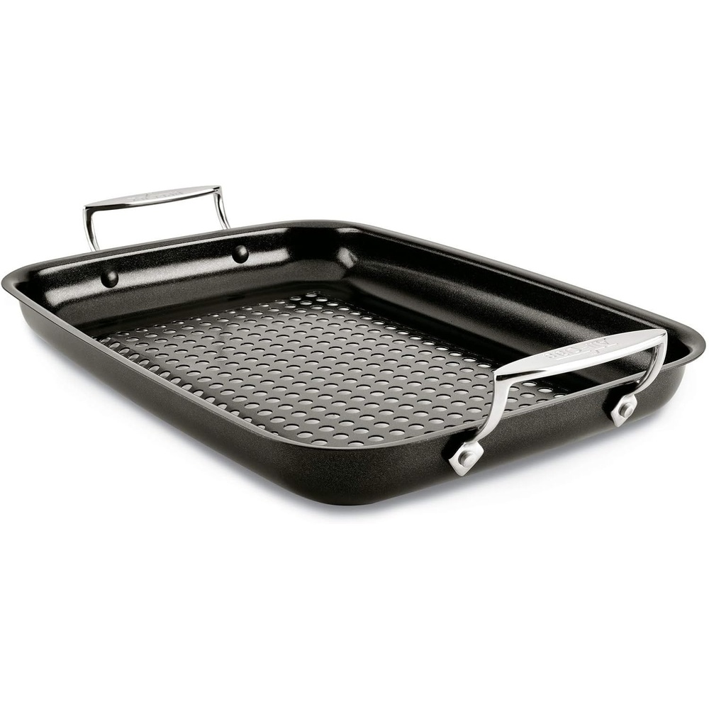 image:imageAllClad Outdoor Stainless Steel Roaster 15x11 Inch Oven Broiler Safe 700F Roaster Pan Pots and Pans Cookware SilverNonstick