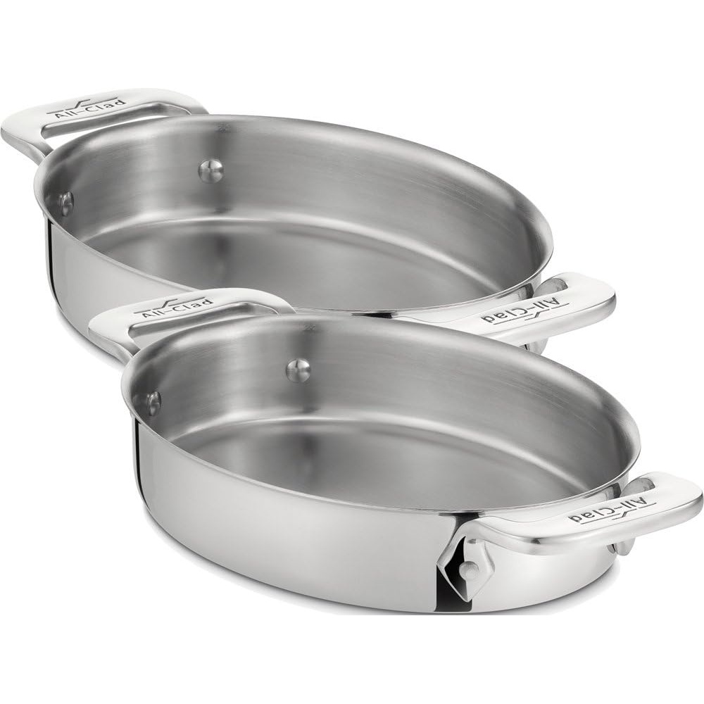 image:imageAllClad Specialty Stainless Steel Oval Bakeware Set 2 Piece Induction Pots and Pans SilverNormal Pack of 6