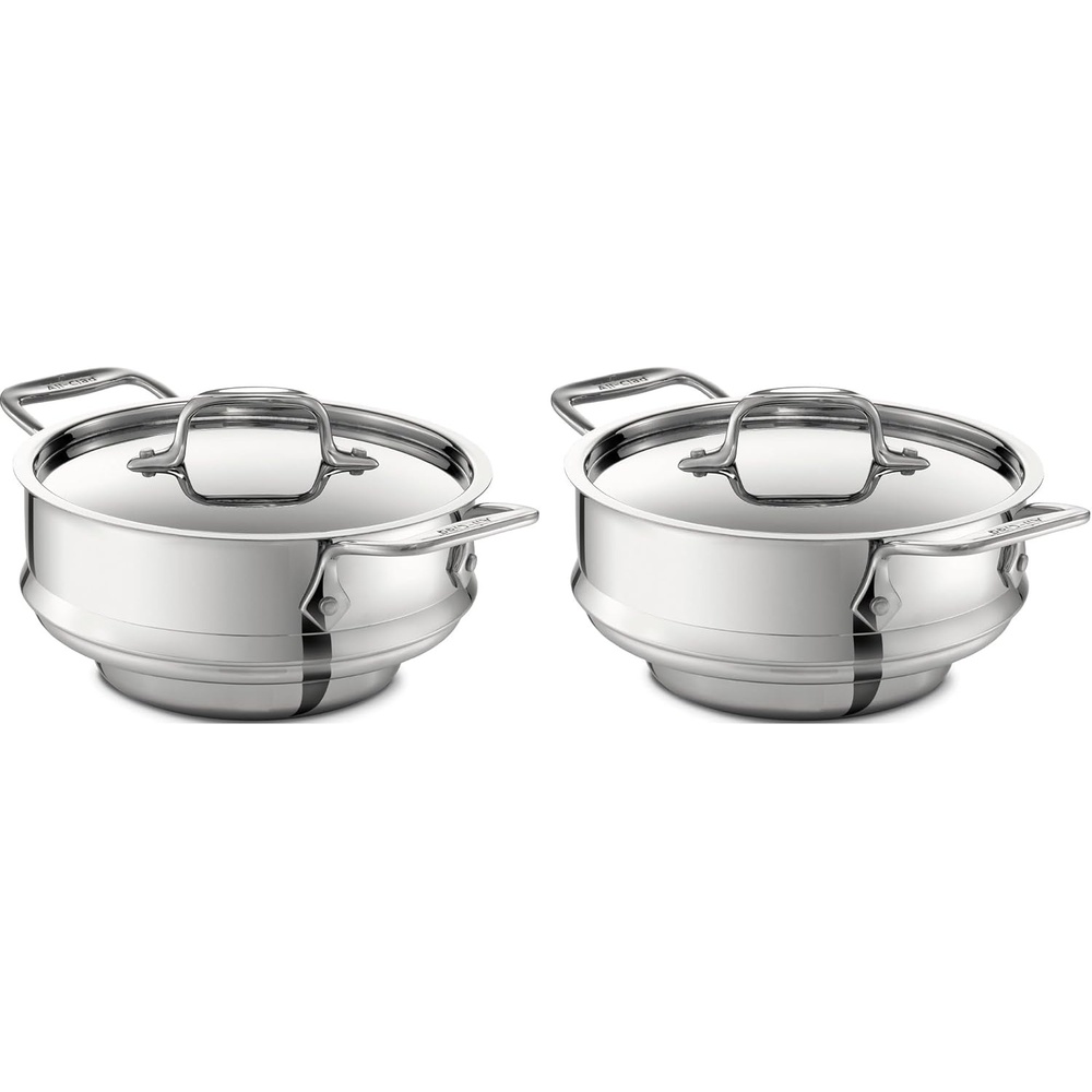 image:imageAllClad Specialty Stainless Steel Universal Steamer for Cooking 3 Quart Food Steamer Steamer Basket Silver3 quart Pack of 2
