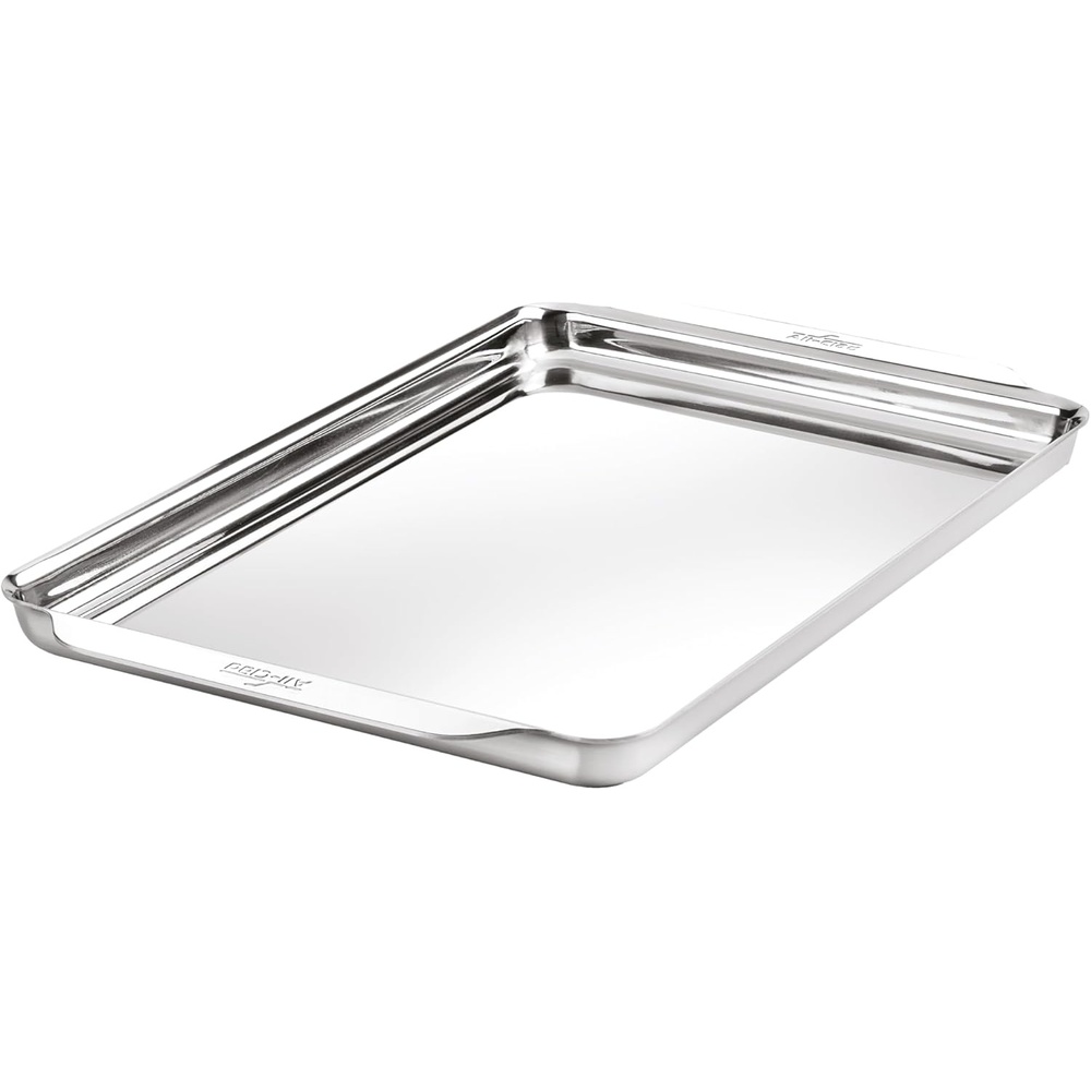 image:imageAllClad Stainless Steel Baking Quarter Sheet Pan 9 x 125 Triply Bonded for Consistent Baking Roast Bake Cookies Brownies and More Professional Stainless Steel Bakeware115 x 17